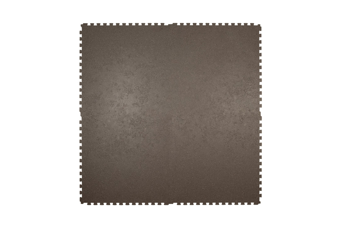 Floer STERC Aarde Taupe industriële click PVC tegel FLR-7200, bovenaanzicht vier tegels