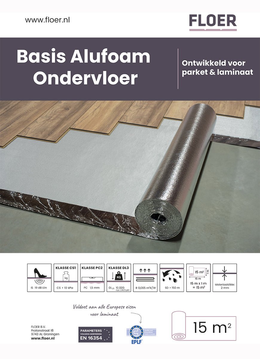 Floer Basis Alufoam Ondervloer (15m2) - FLR-9001 - t.b.v. laminaat en parket