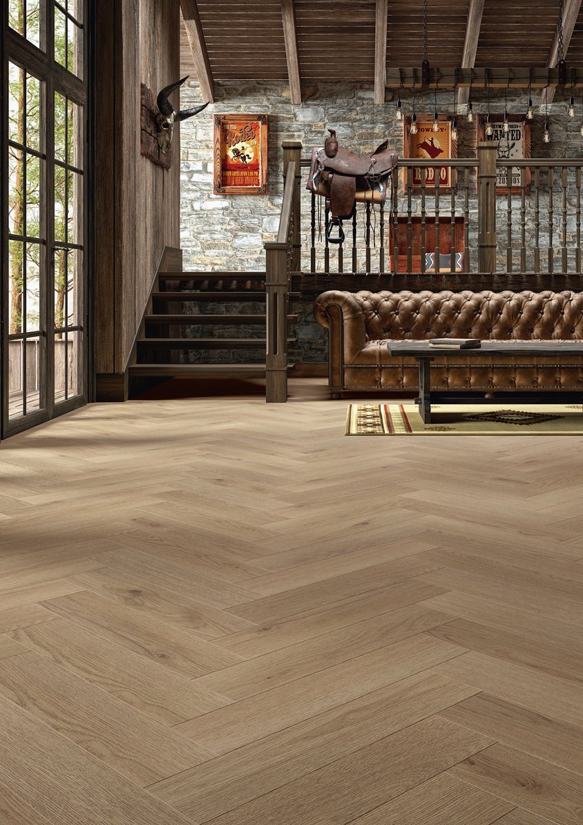 Floer Grijsbeige Eiken Hybride Laminaat Visgraat FLR - 1621 - Solza.nl