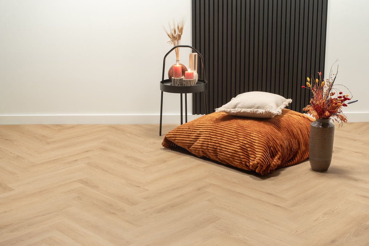 Floer Visgraat PVC Natuur Eiken FLR-3513 MEGAMAT - Bryde Bruin Visgraat