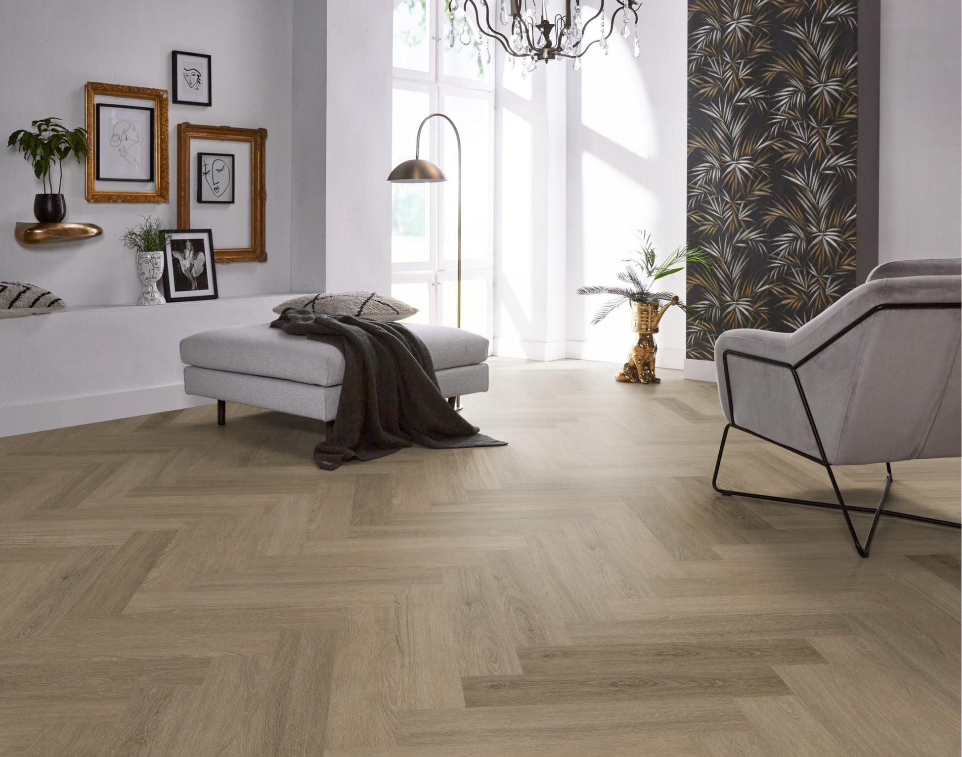 Floorlife YUP Sutton Smoky Herringbone Dryback PVC - 9030150519 - Solza.nl