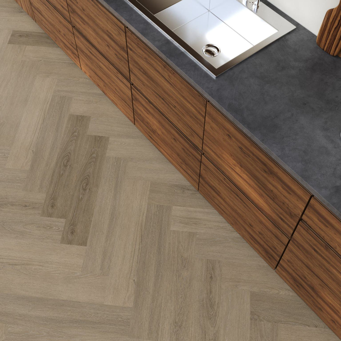Floorlife YUP Sutton Smoky Herringbone Dryback PVC - 9030150519 - Solza.nl