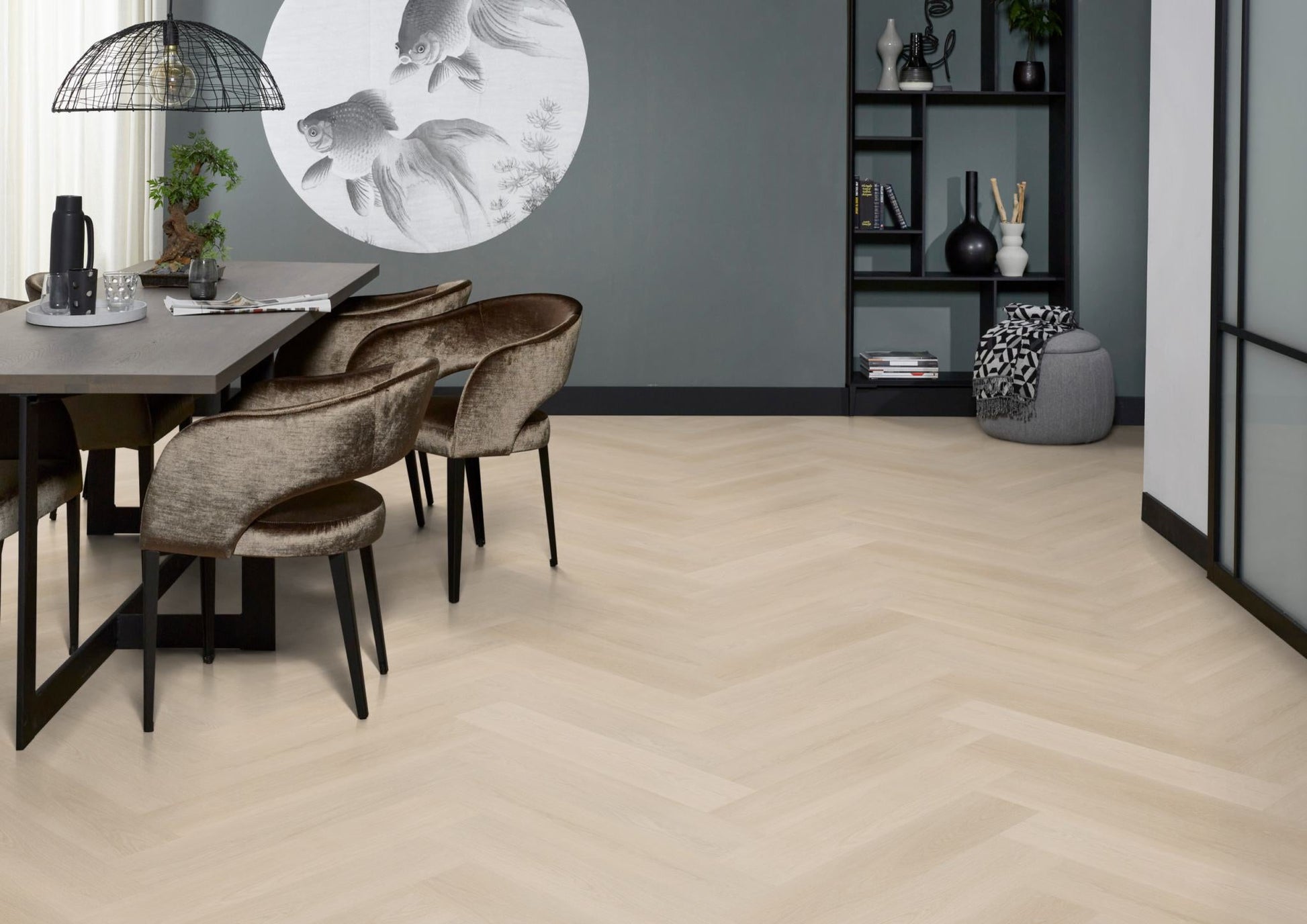 Floorlife YUP XL Brentford Beige Walvisgraat EVC - Dryback PVC - 7050100119 - Solza.nl
