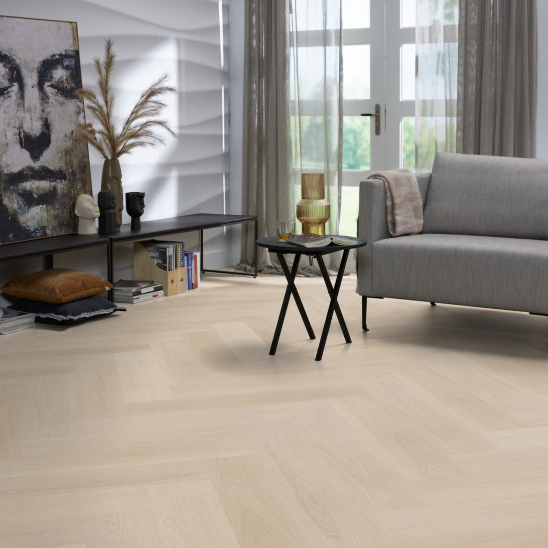 Floorlife YUP XL Brentford Beige Walvisgraat EVC - Dryback PVC - 7050100119 - Solza.nl
