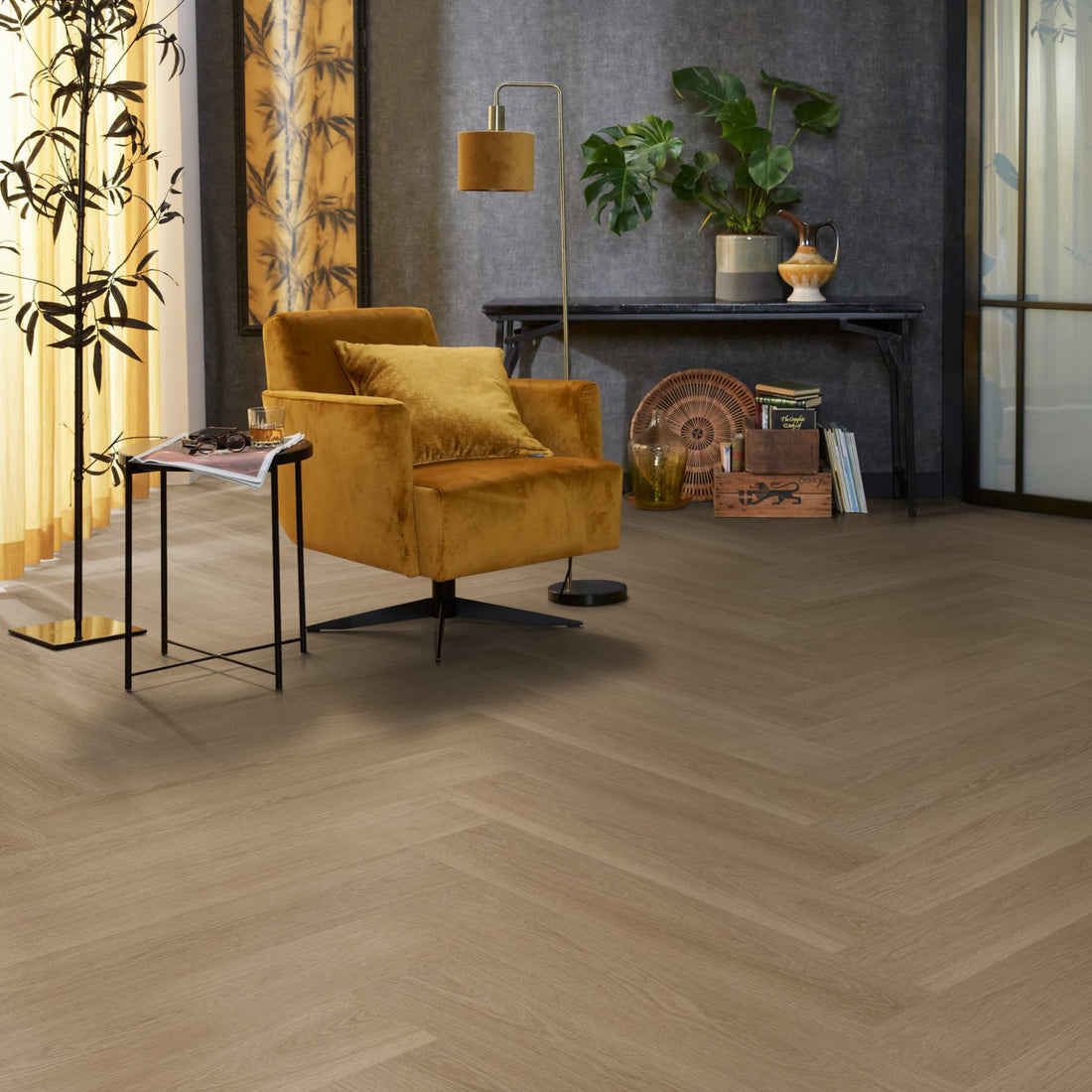Floorlife YUP XL Brentford Warm Oak Walvisgraat EVC - Dryback PVC - 7050100319 - Solza.nl
