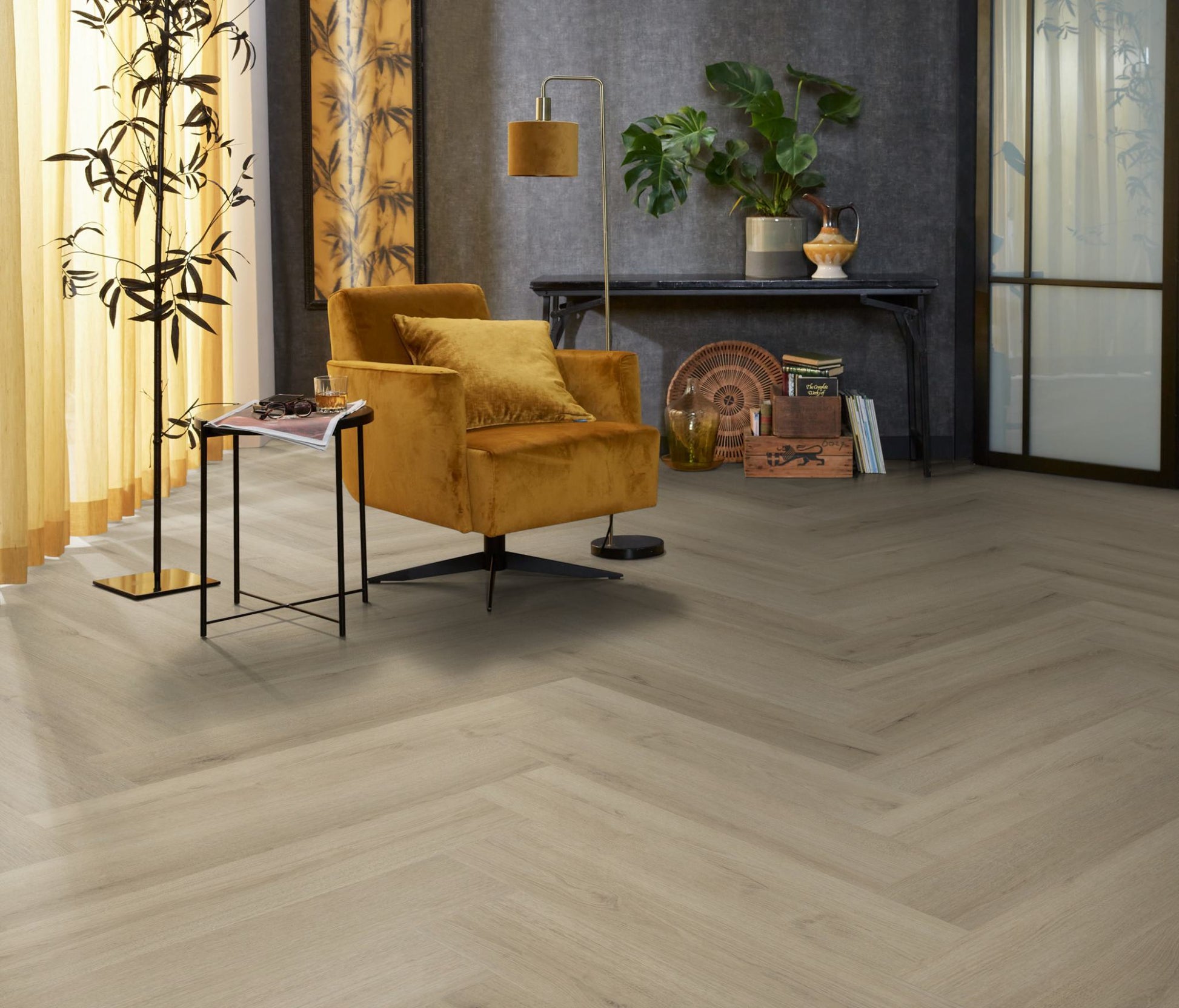 Floorlife YUP XL Greenford Beige Walvisgraat Dryback PVC - 6080101219 - Solza.nl