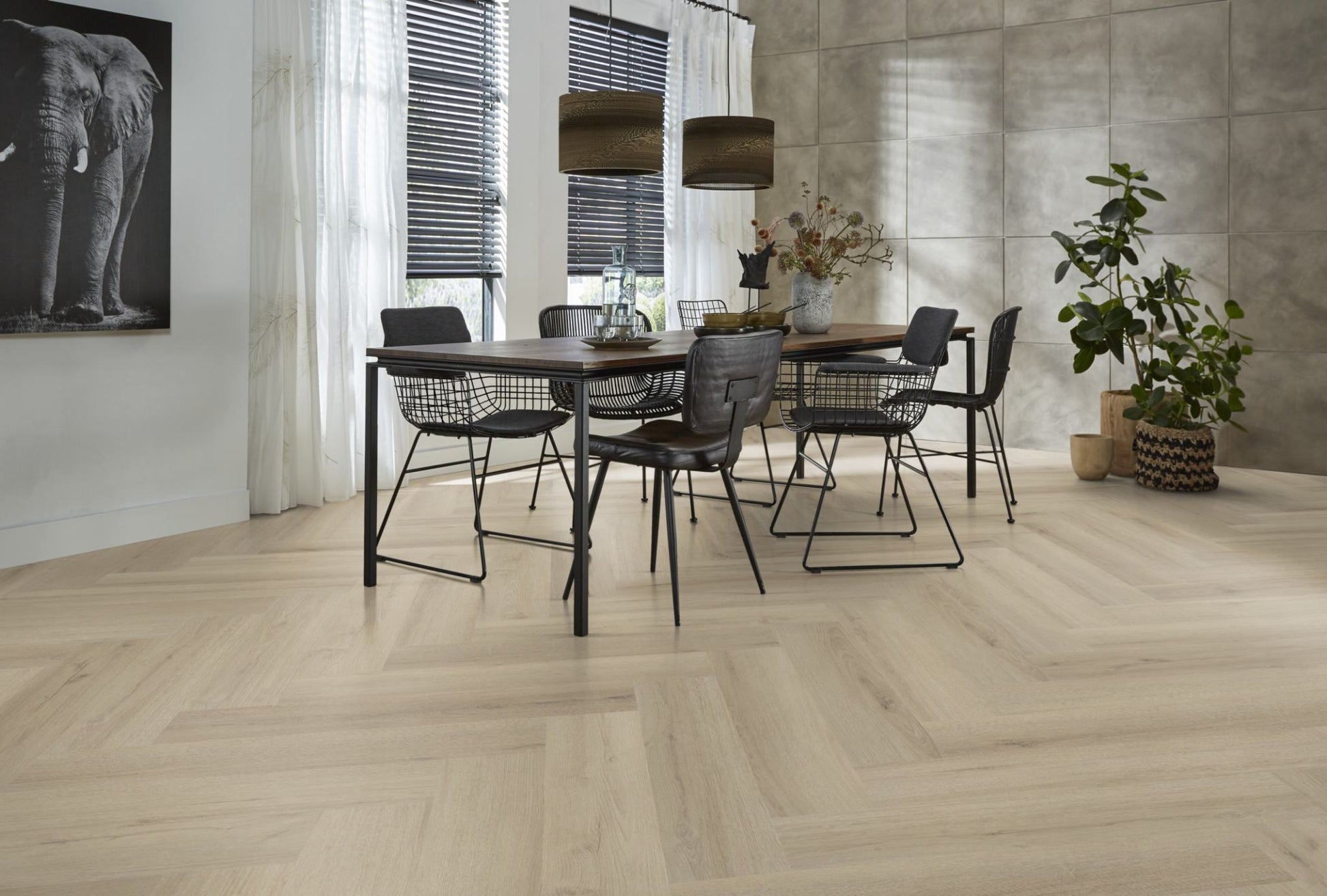 Floorlife YUP XL Greenford Beige Walvisgraat Dryback PVC - 6080101219 - Solza.nl