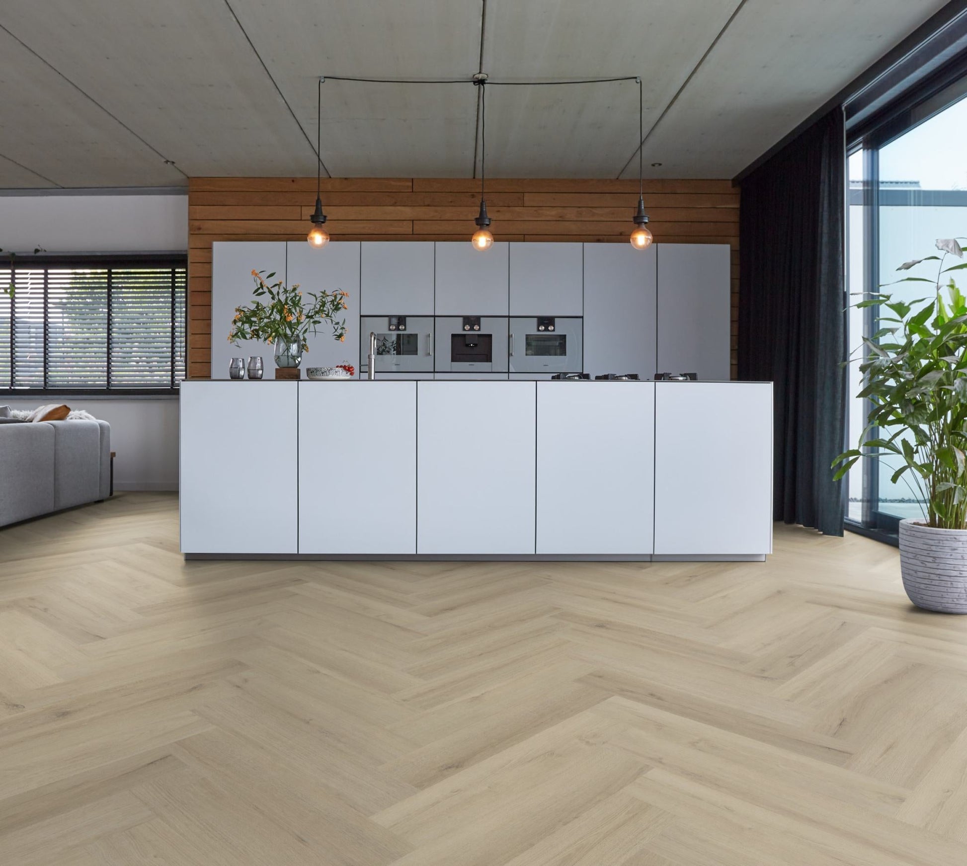 Floorlife YUP XL Greenford Beige Walvisgraat Dryback PVC - 6080101219 - Solza.nl