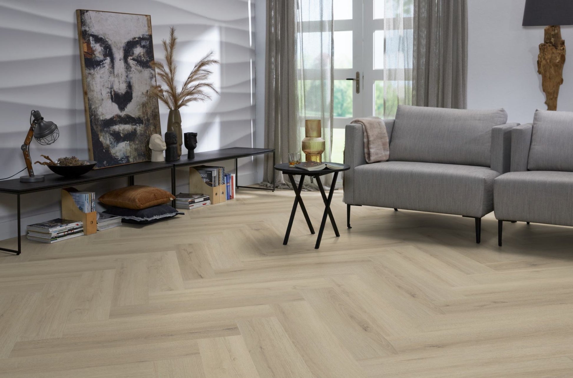 Floorlife YUP XL Greenford Beige Walvisgraat Dryback PVC - 6080101219 - Solza.nl