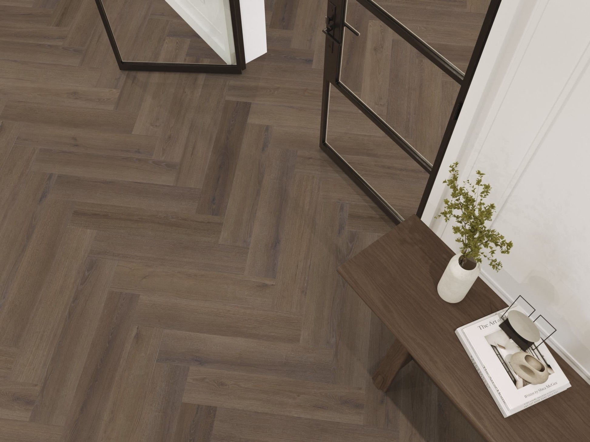 Floorlife YUP XL Greenford Brown Walvisgraat Dryback PVC - 6080101519 - Solza.nl