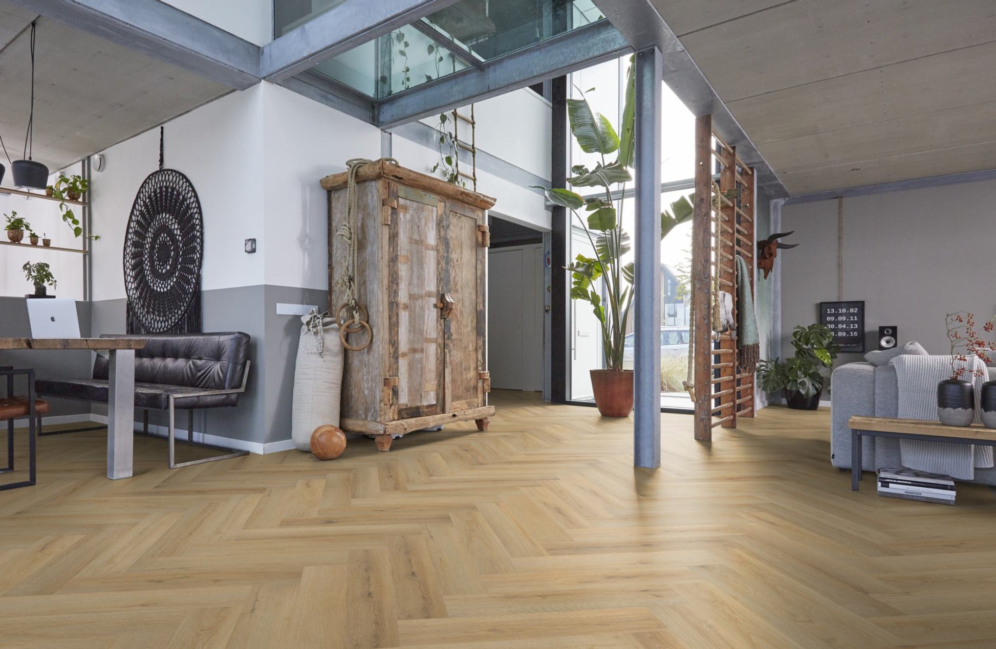 Floorlife YUP XL Greenford Natural Walvisgraat Dryback PVC - 6080101019 - Solza.nl