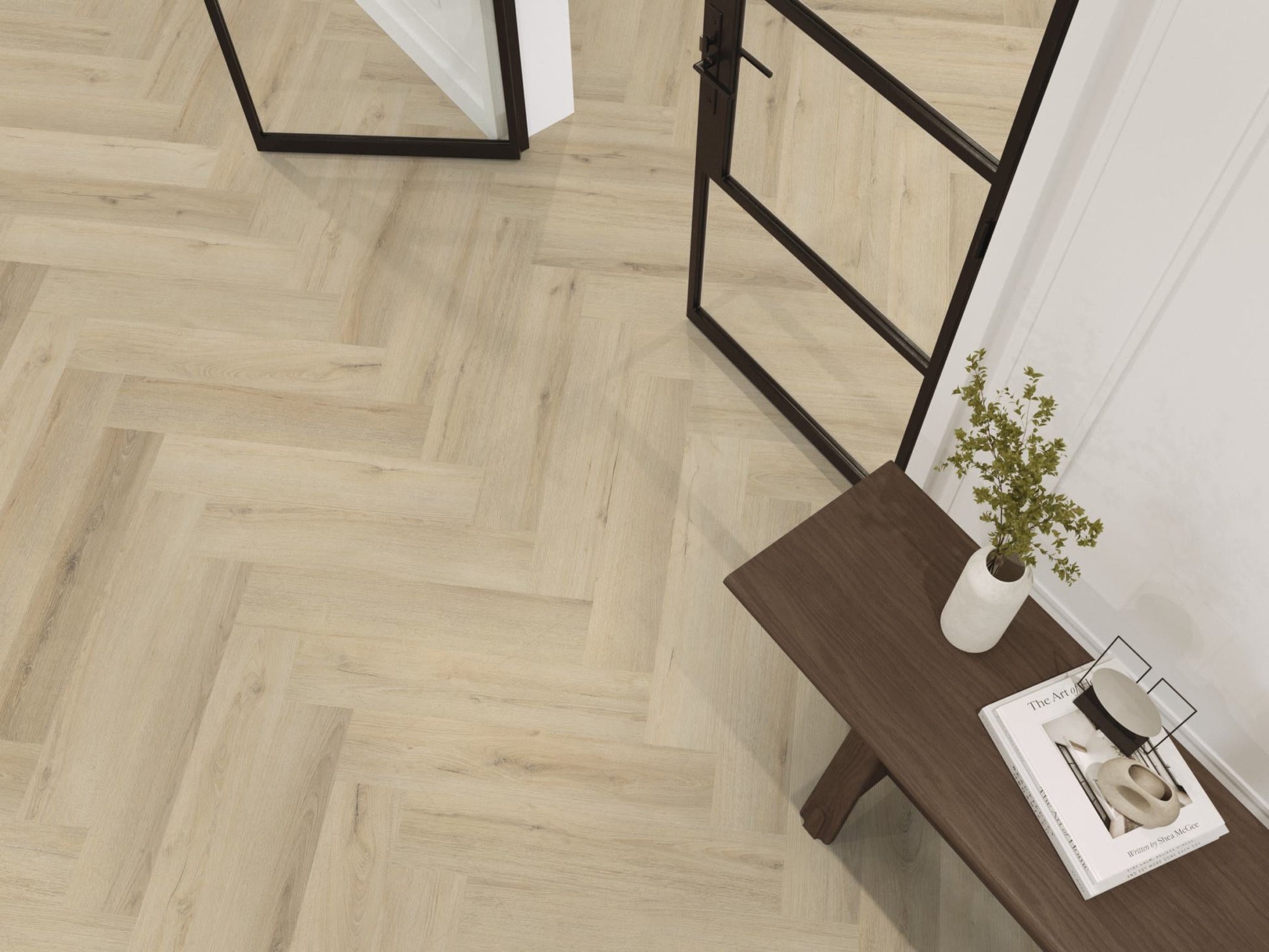 Floorlife YUP XL Greenford Warm Beige Walvisgraat Dryback PVC - 6080101119 - Solza.nl