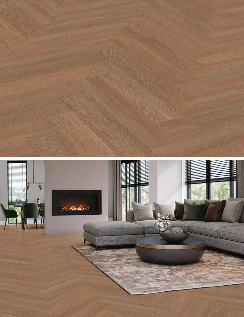 Vivafloors Bordeaux - Eiken 8550 - Visgraat Plak PVC - Solza.nl