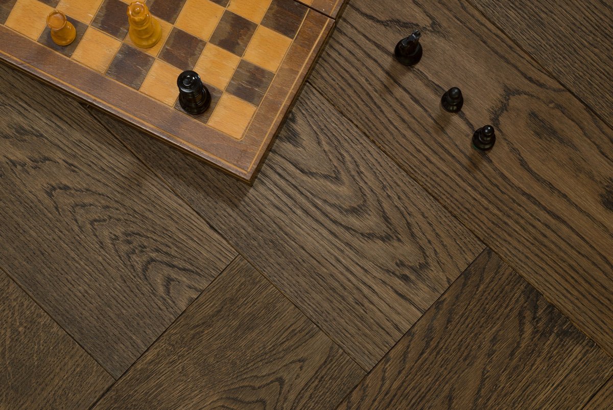 Floer Visgraat Parket Rustiek Eiken Multiplank Carbon Zwart Geolied - Solza