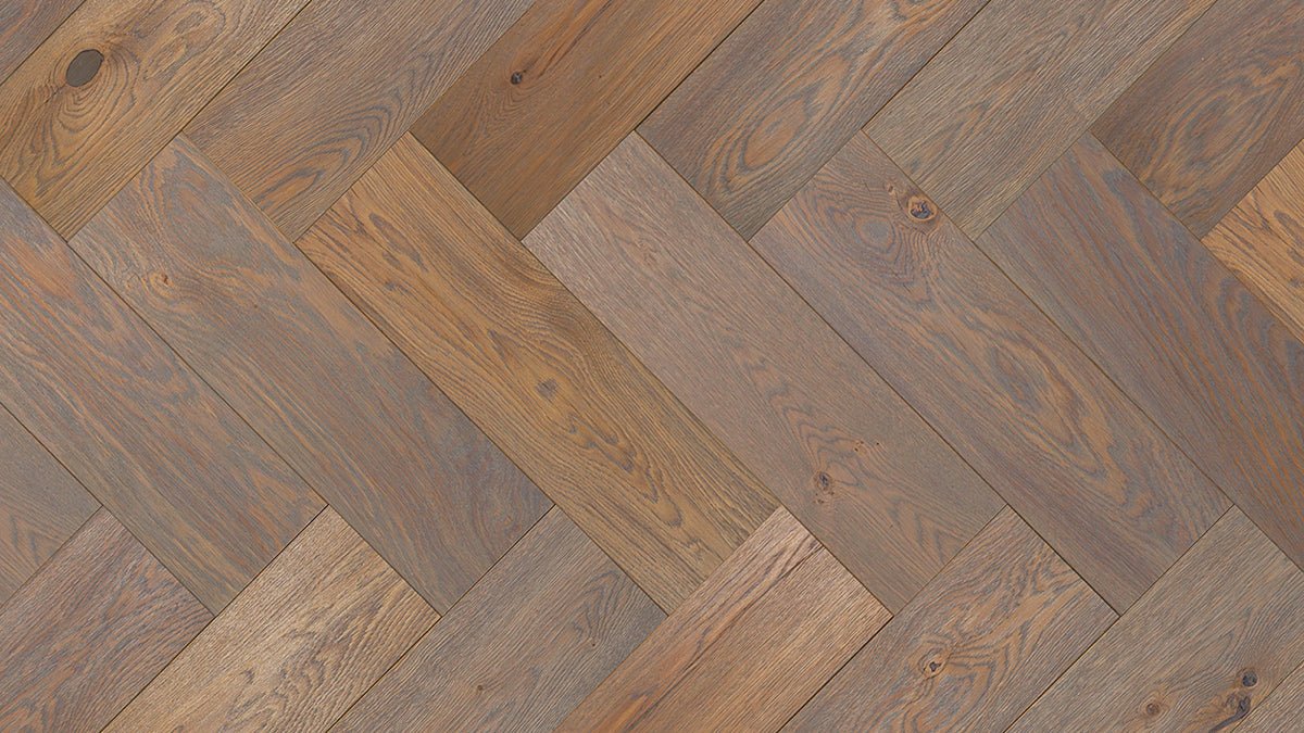 Floer Visgraat Parket Rustiek Eiken Multiplank Geborsteld & Grijs Geolied FLR-4013 - Solza.nl
