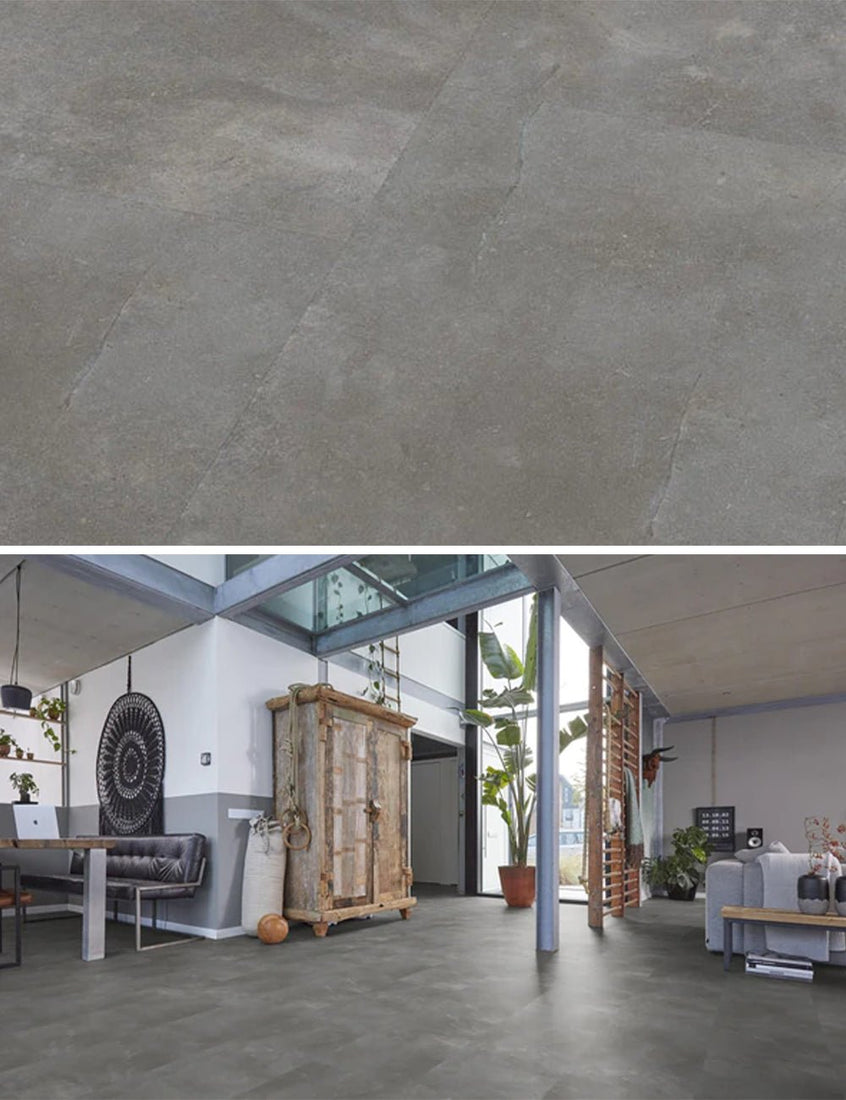 Floorlife Click PVC Tegel Ealing Dark Grey 7411 SRC - Natuursteenlook 91x45.5 cm - Solza.nl