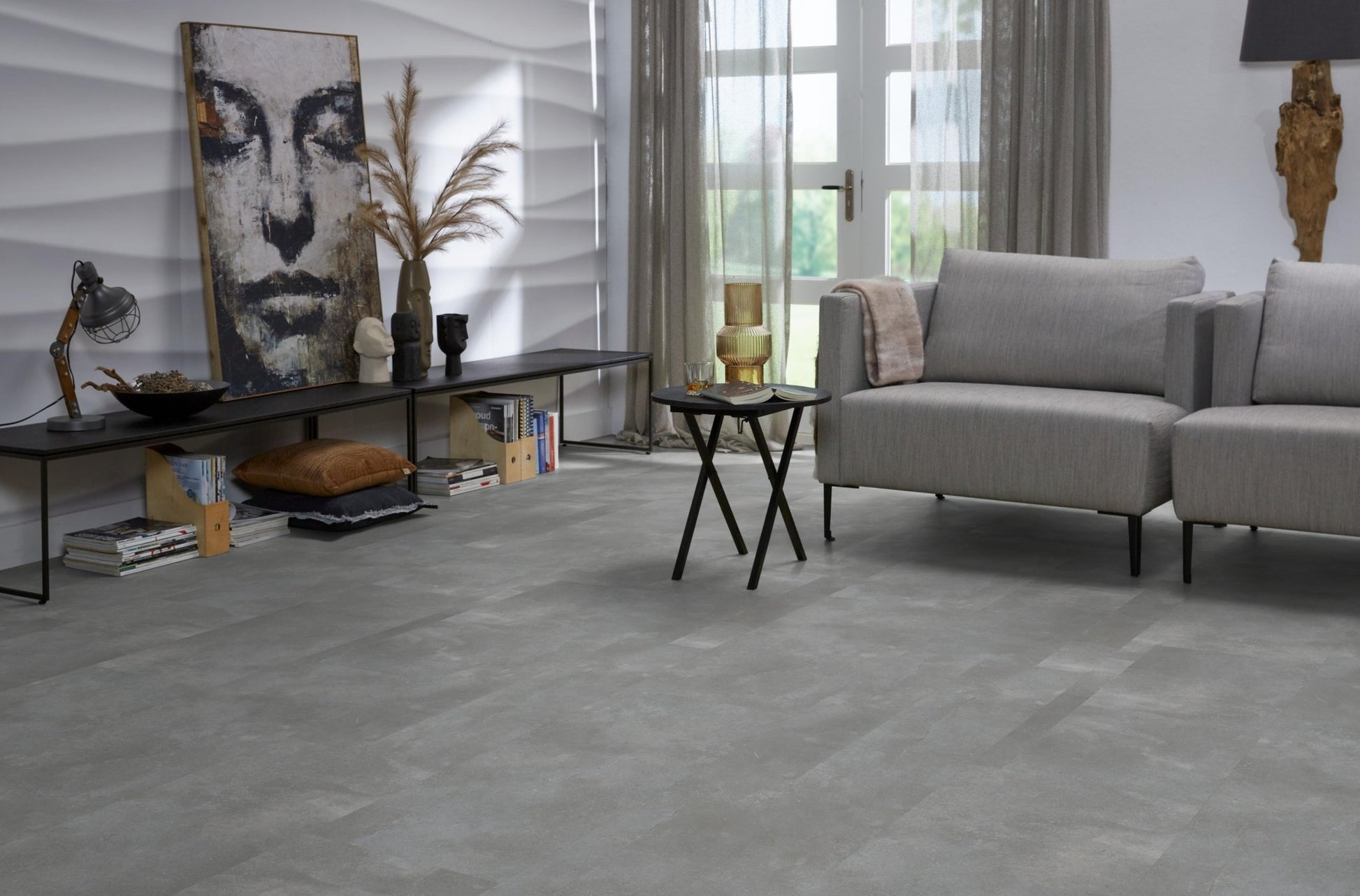 Floorlife Click PVC Tegel Ealing Grey 7412 SRC - Natuursteen look 91 x 45.5 cm - Solza.nl