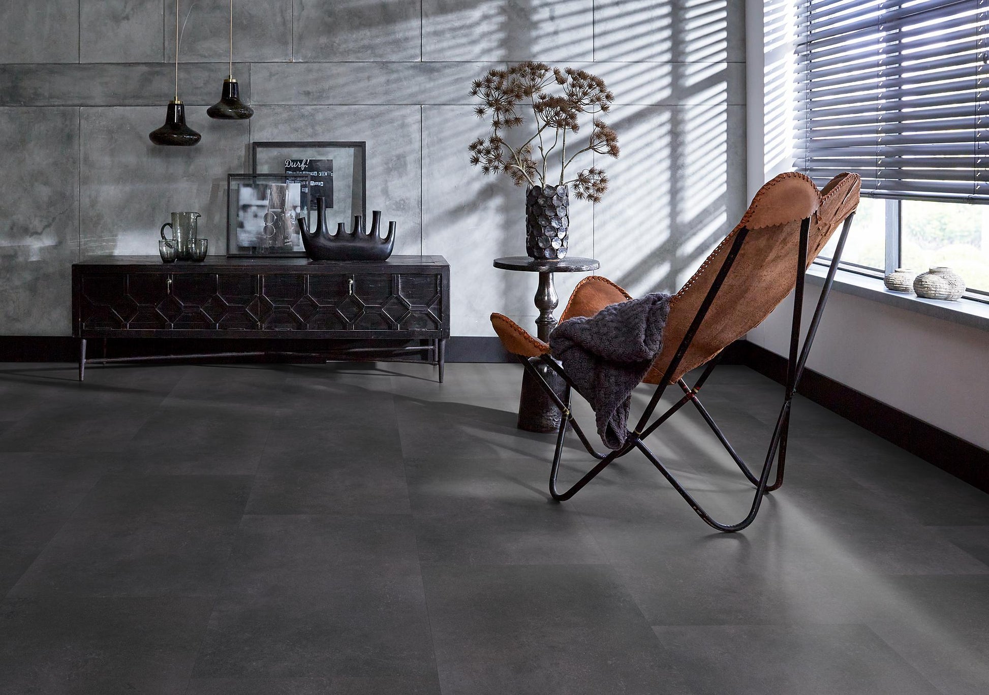 Floorlife Click PVC Tegel Southwark Anthracite 4310 - Antraciet zwart 91.4 x 45.7 cm - Solza.nl