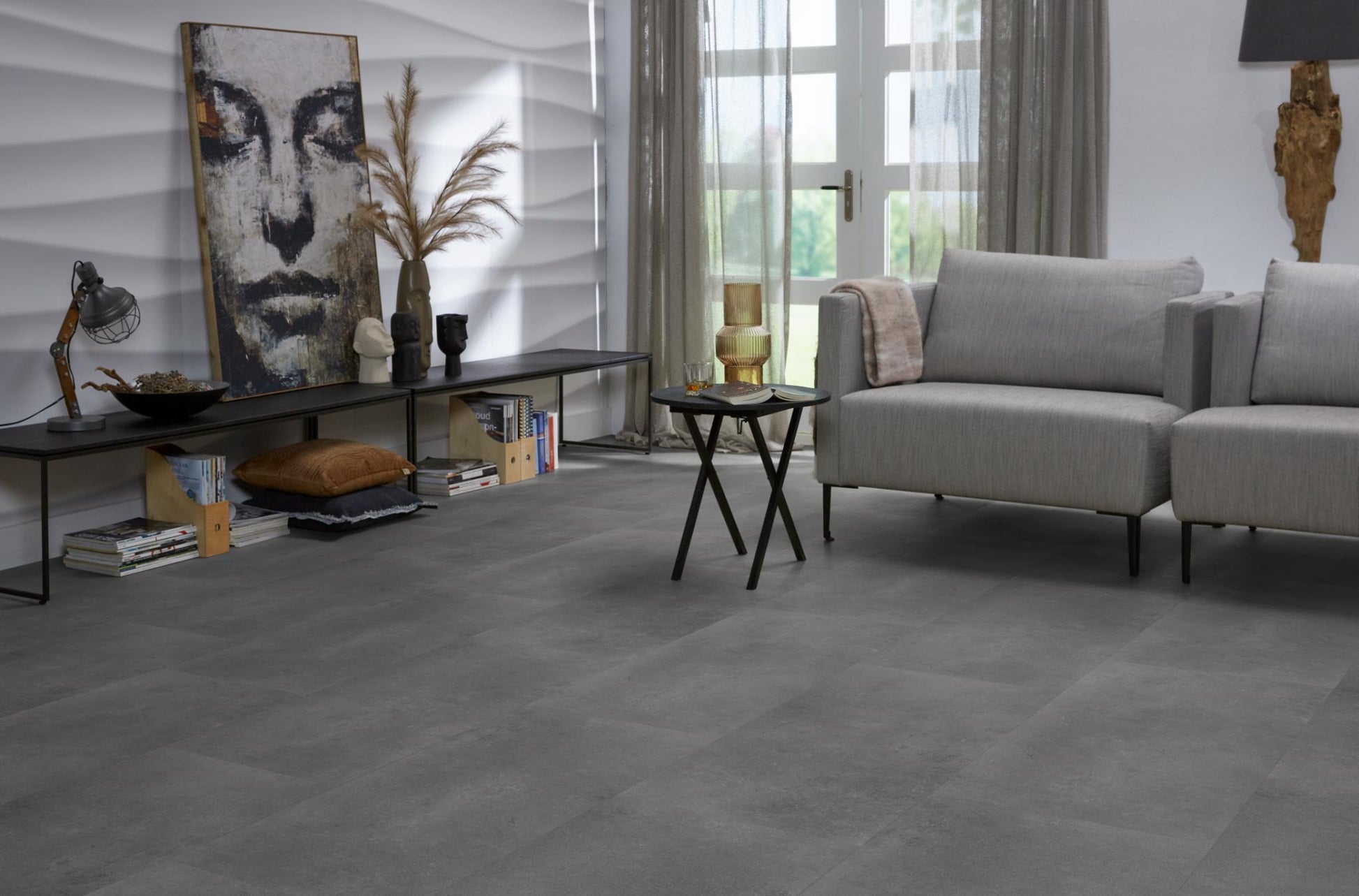 Floorlife Click PVC Tegel Southwark Dark Grey 4311 - Donkergrijs 91.4x45.7 cm - Solza.nl