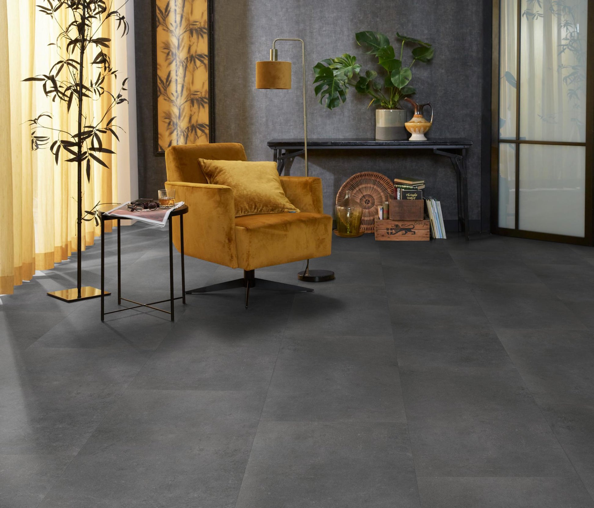 Floorlife Click PVC Tegel Southwark Dark Grey 4311 - Donkergrijs 91.4x45.7 cm - Solza.nl