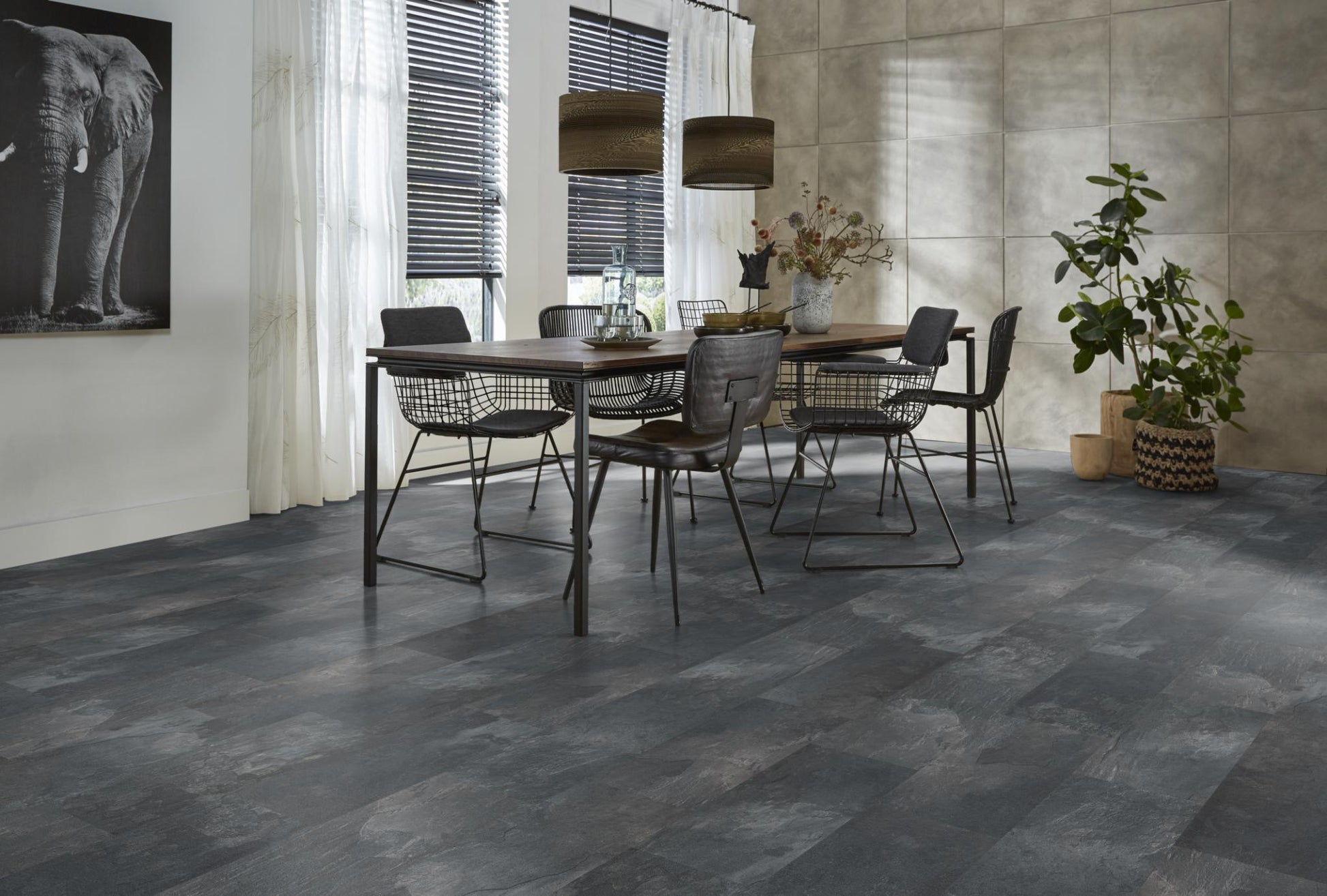 Floorlife Laminaat Tegel Madison Square Aqua Donkergrijs 6394 - Natuursteenlook 60.4 x 28 cm - Solza.nl