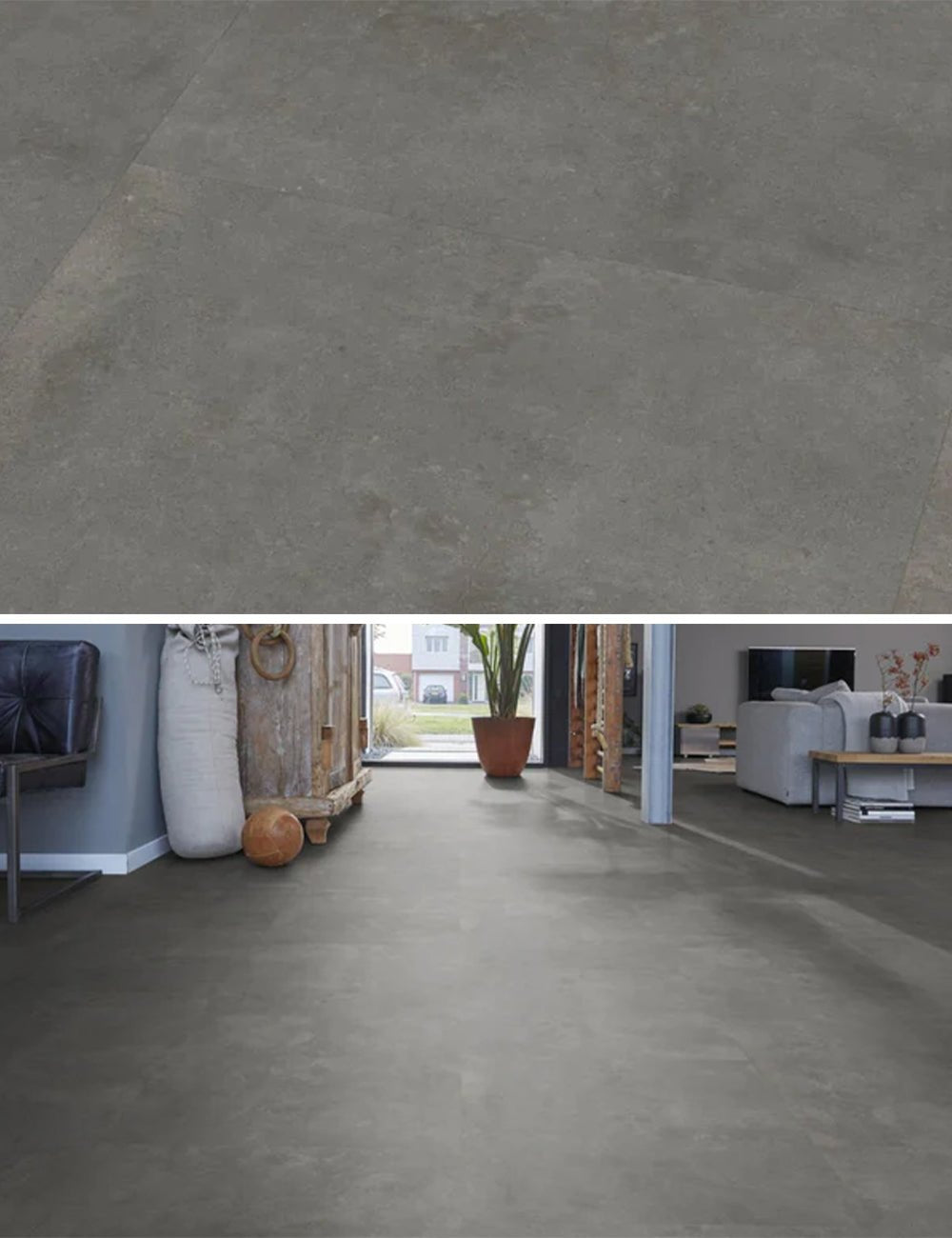 Floorlife Victoria Grey 5212 Tegel Dryback PVC - Natuursteenlook 61x61 cm - Solza.nl