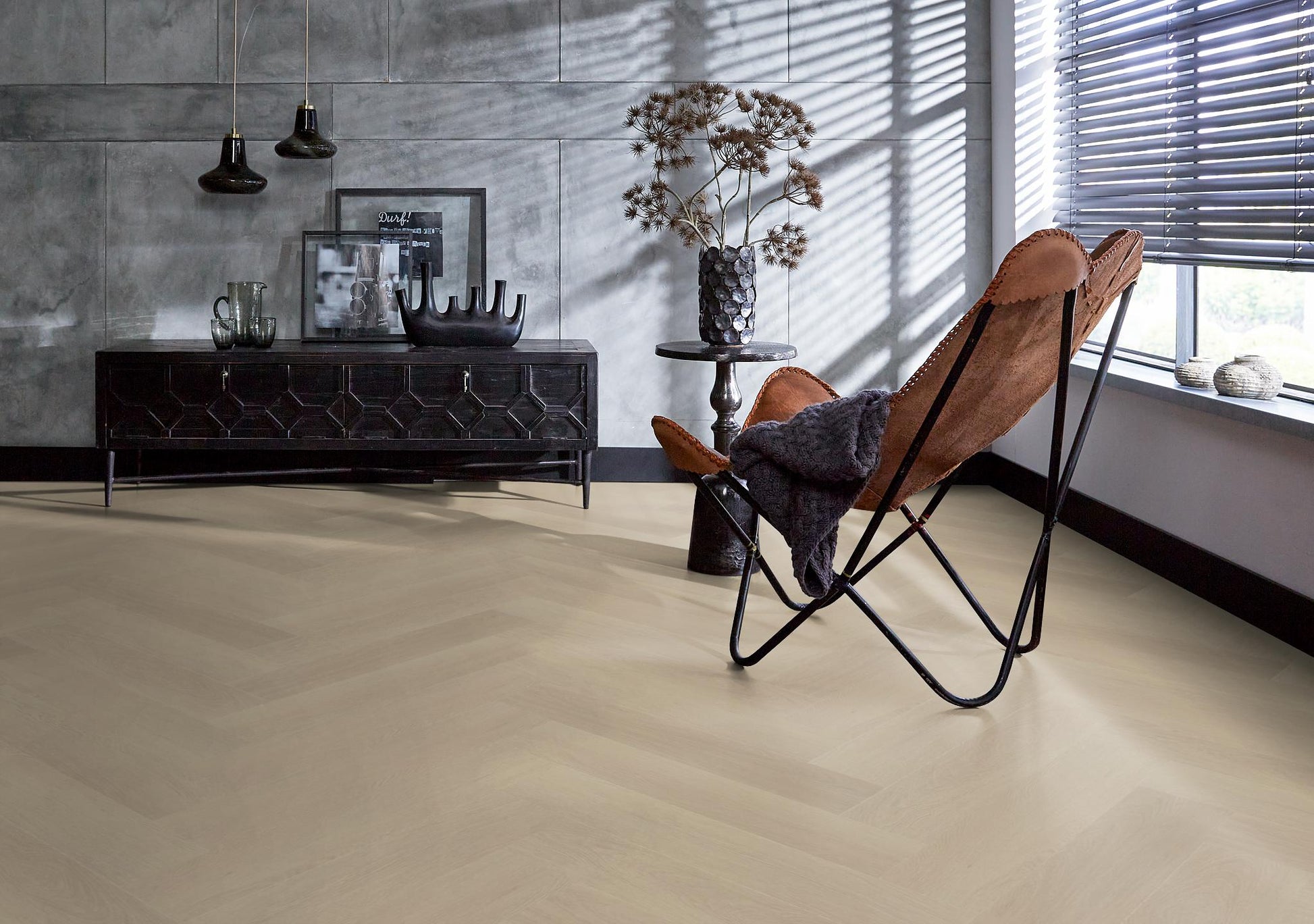 Floorlife Visgraat Click PVC YUP Fulham Herringbone Beige 2613 SRC - Solza.nl