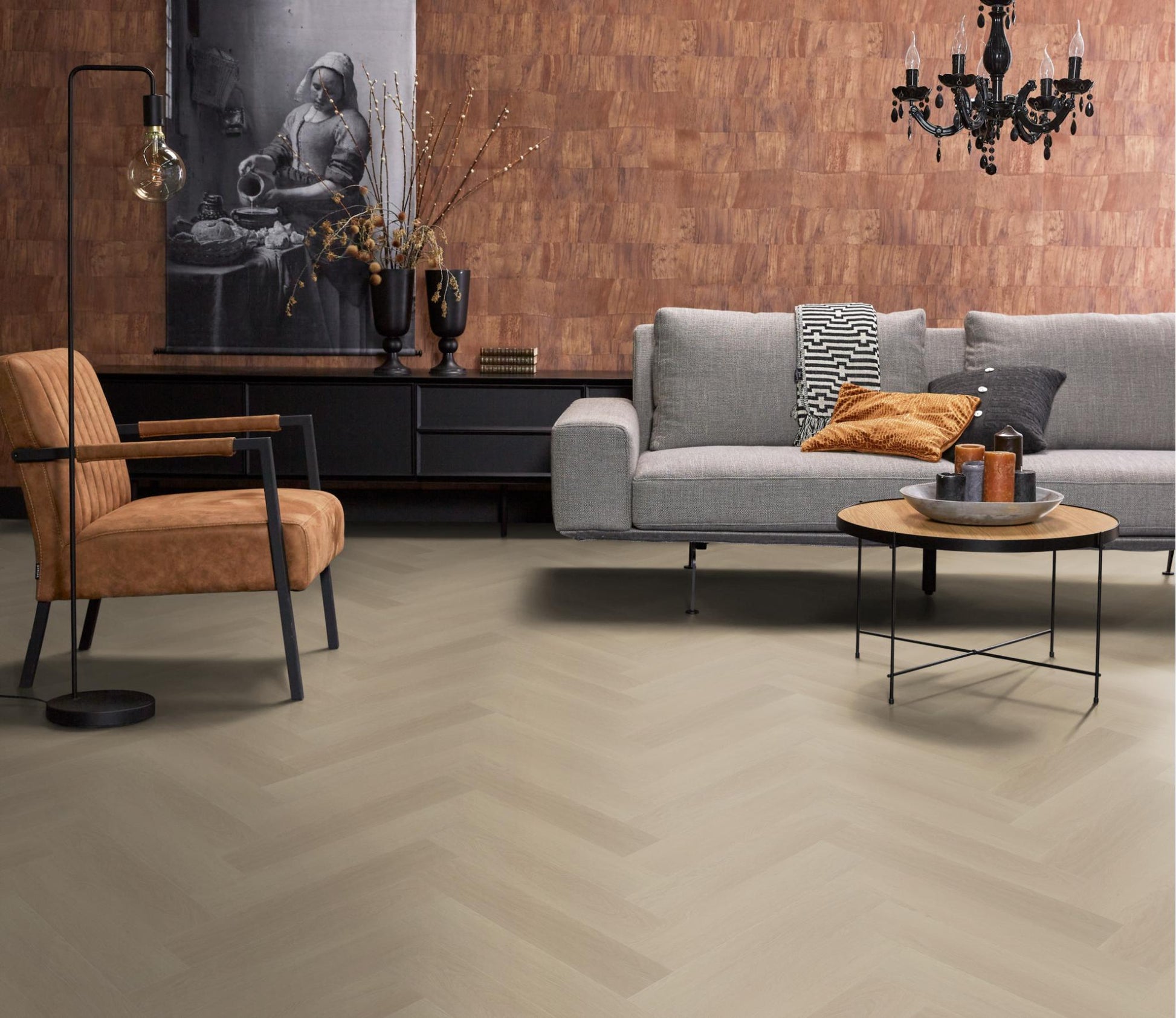 Floorlife Visgraat Click PVC YUP Fulham Herringbone Beige 2613 SRC - Solza.nl