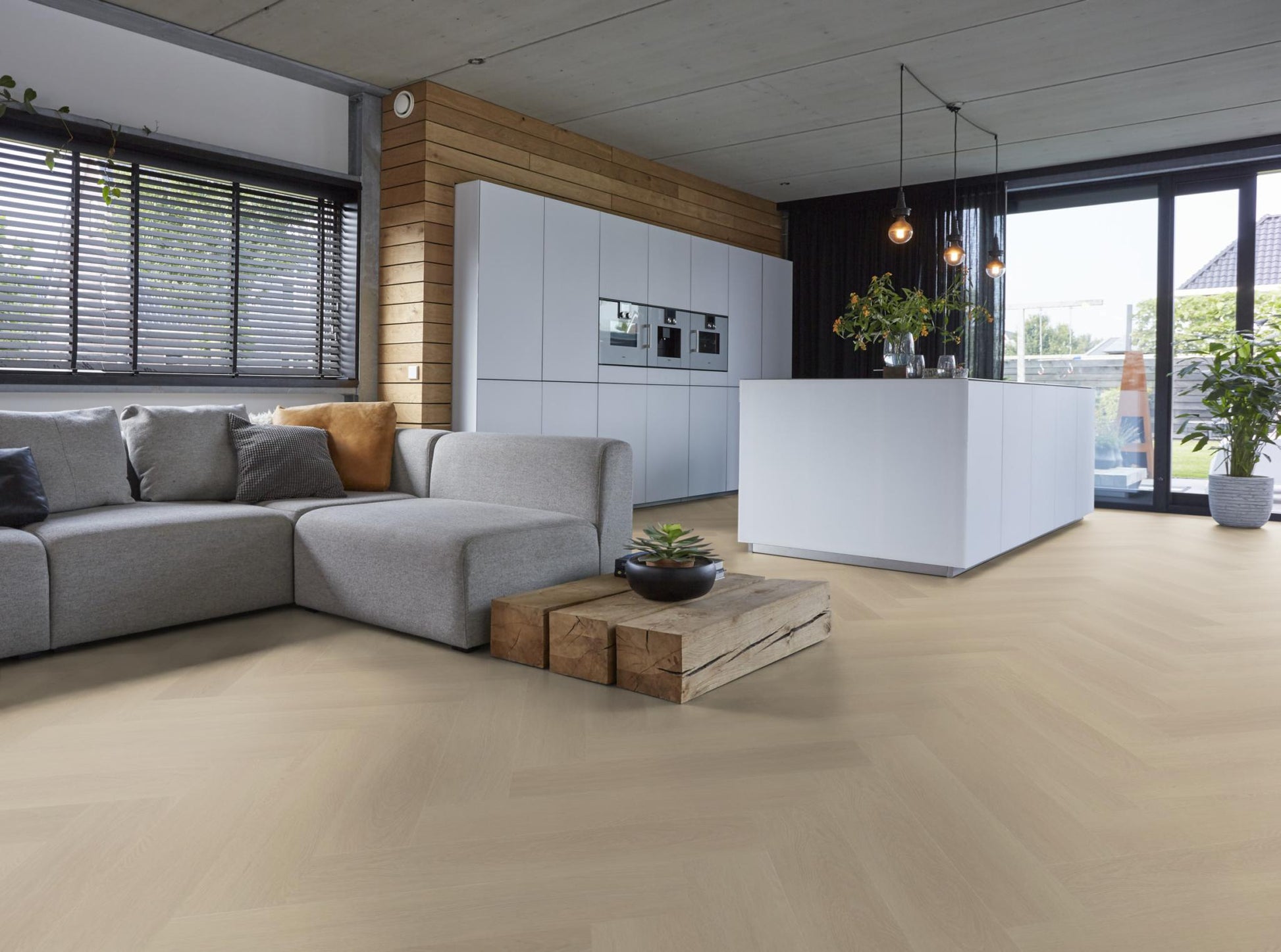 Floorlife Visgraat Click PVC YUP Fulham Herringbone Beige 2613 SRC - Solza.nl