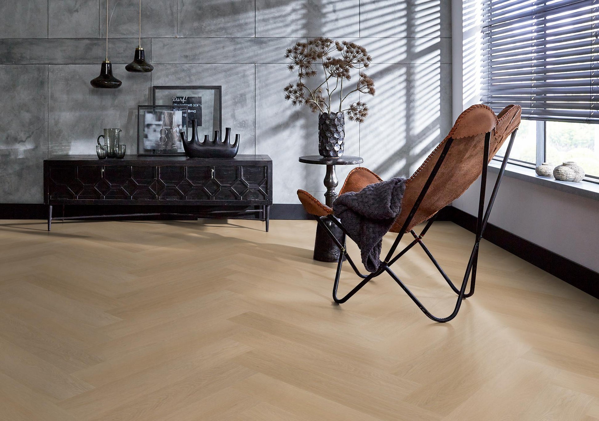 Floorlife Visgraat Click PVC YUP Fulham Herringbone Natural Oak 2610 SRC - Solza.nl