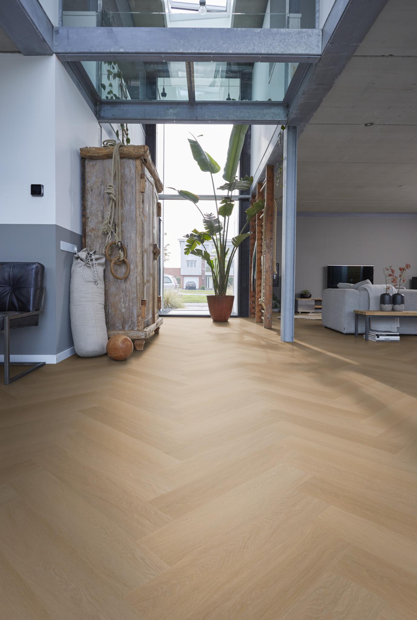 Floorlife Visgraat Click PVC YUP Fulham Herringbone Natural Oak 2610 SRC - Solza.nl