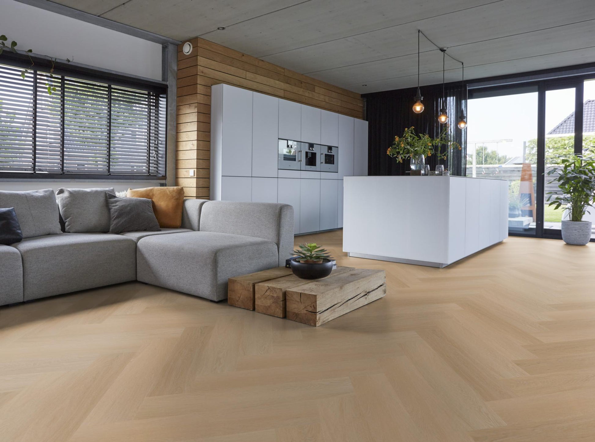 Floorlife Visgraat Click PVC YUP Fulham Herringbone Natural Oak 2610 SRC - Solza.nl