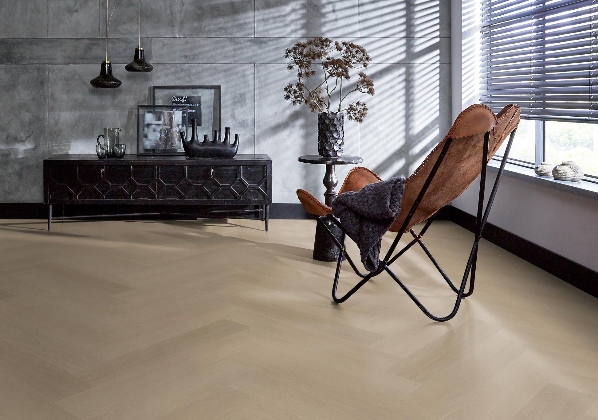 Floorlife Visgraat Click PVC YUP Fulham Herringbone Smoky 2612 SRC - Solza.nl