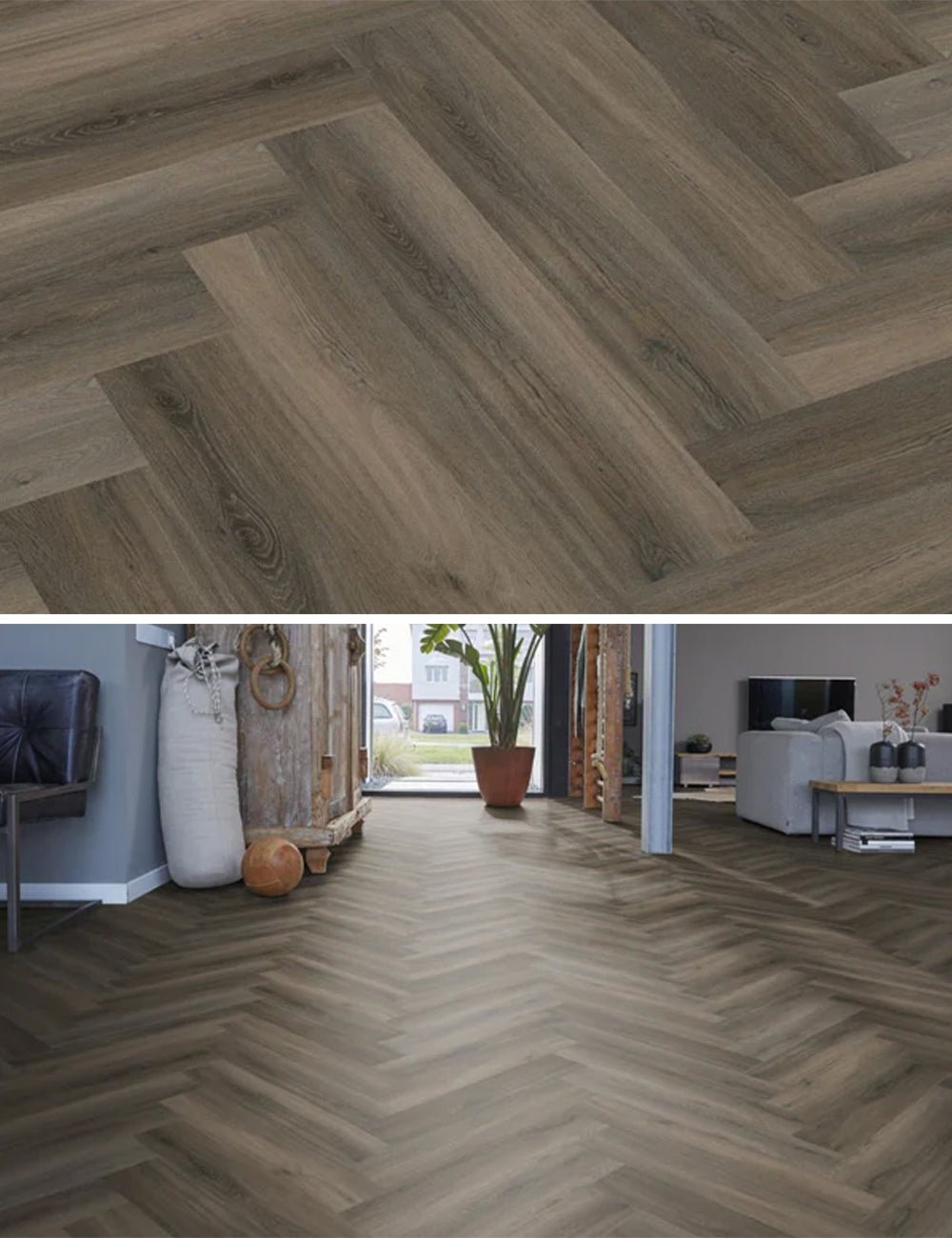 Floorlife Visgraat Click PVC YUP Herringbone Paddington Dark Grey 3506 SRC - Solza.nl