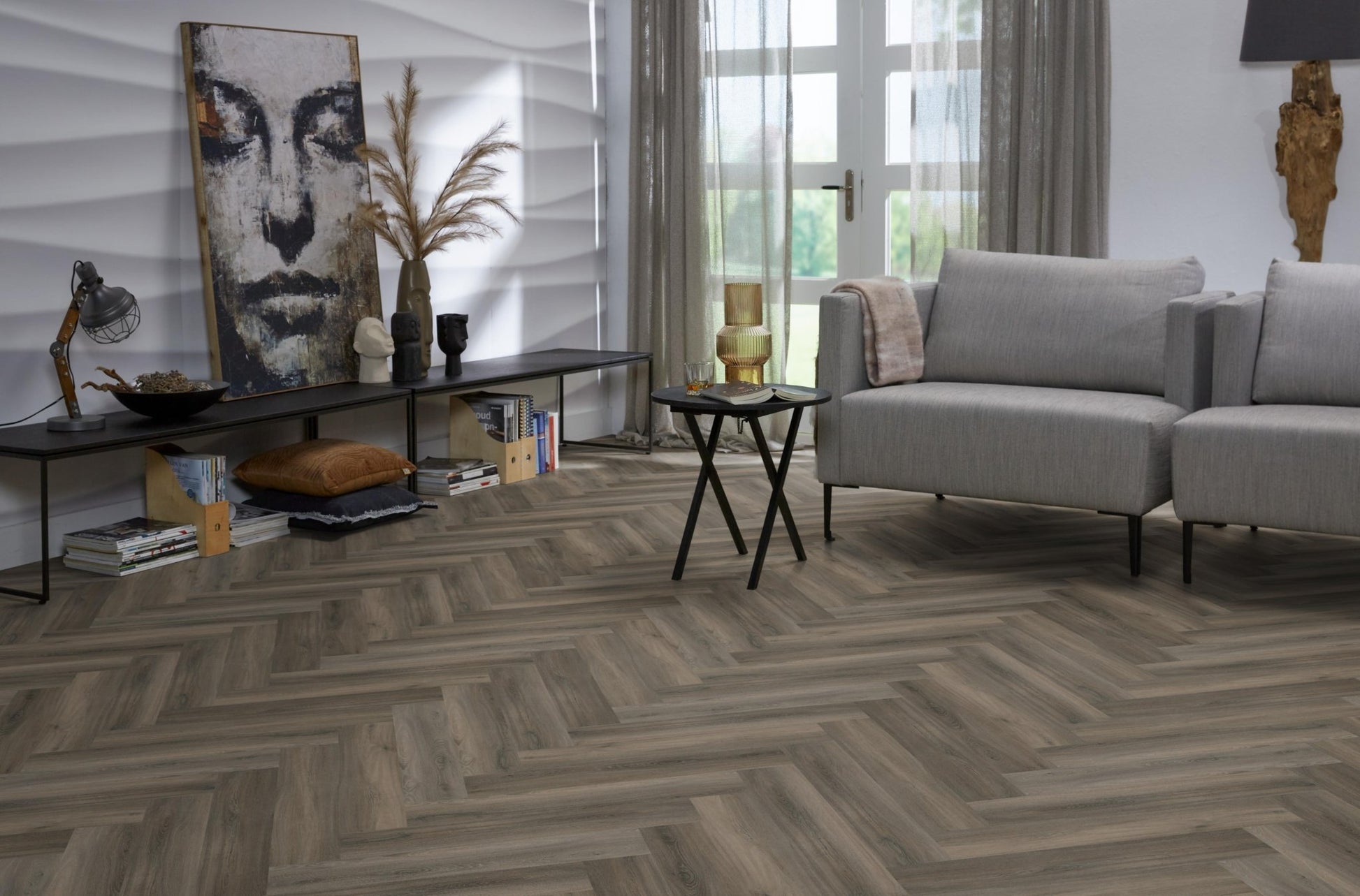 Floorlife Visgraat Click PVC YUP Herringbone Paddington Dark Grey 3506 SRC - Solza.nl