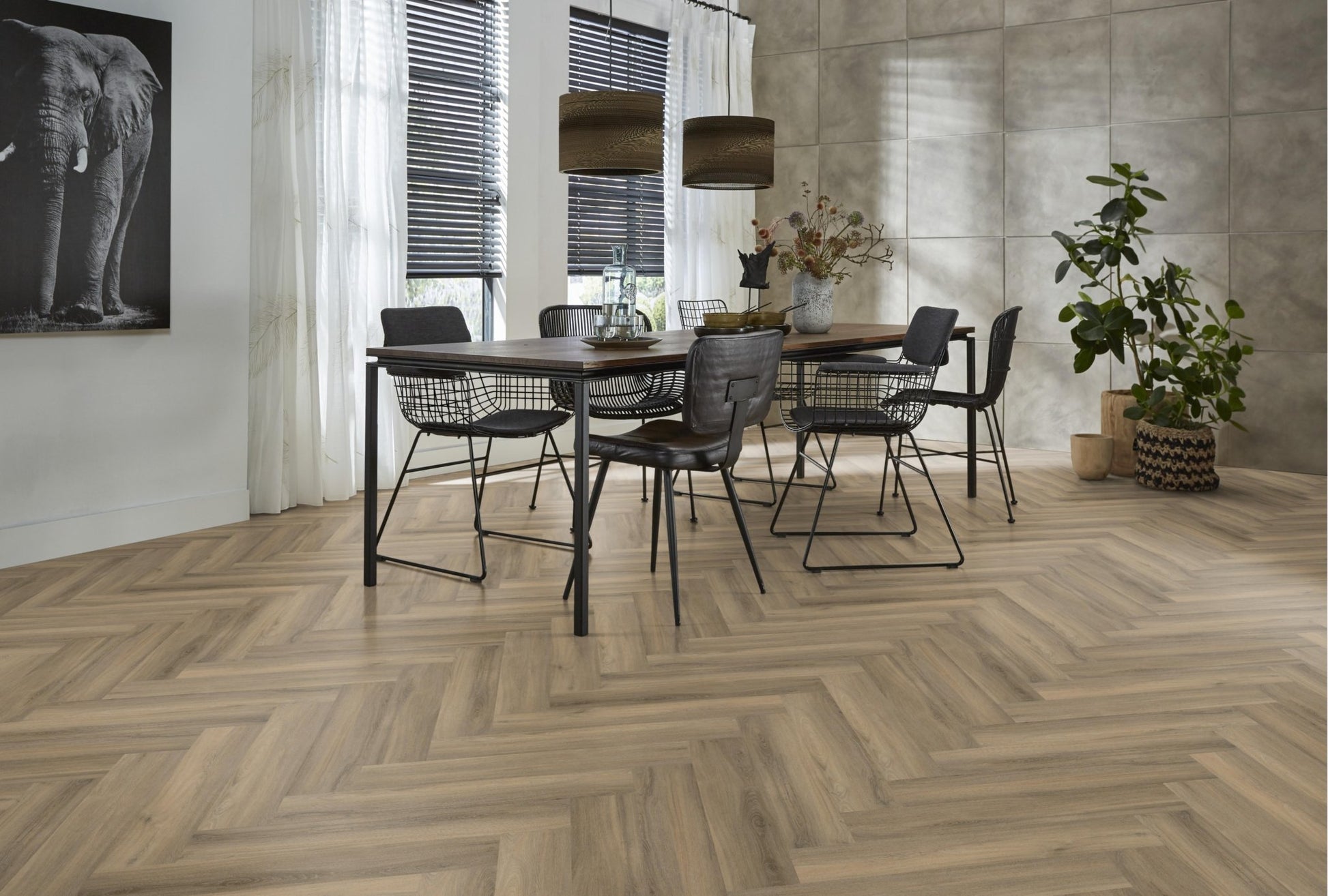 Floorlife Visgraat Click PVC YUP Herringbone Paddington Light Brown 3502 SRC - Solza.nl