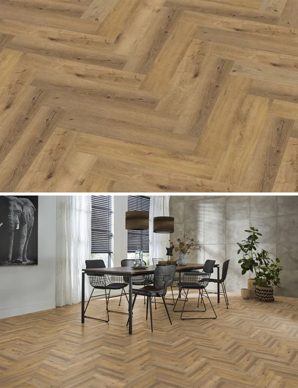 Floorlife Visgraat Click PVC YUP Herringbone Sydney Harbour Dark Oak 2504 SRC - Rustiek eikenlook - Solza.nl