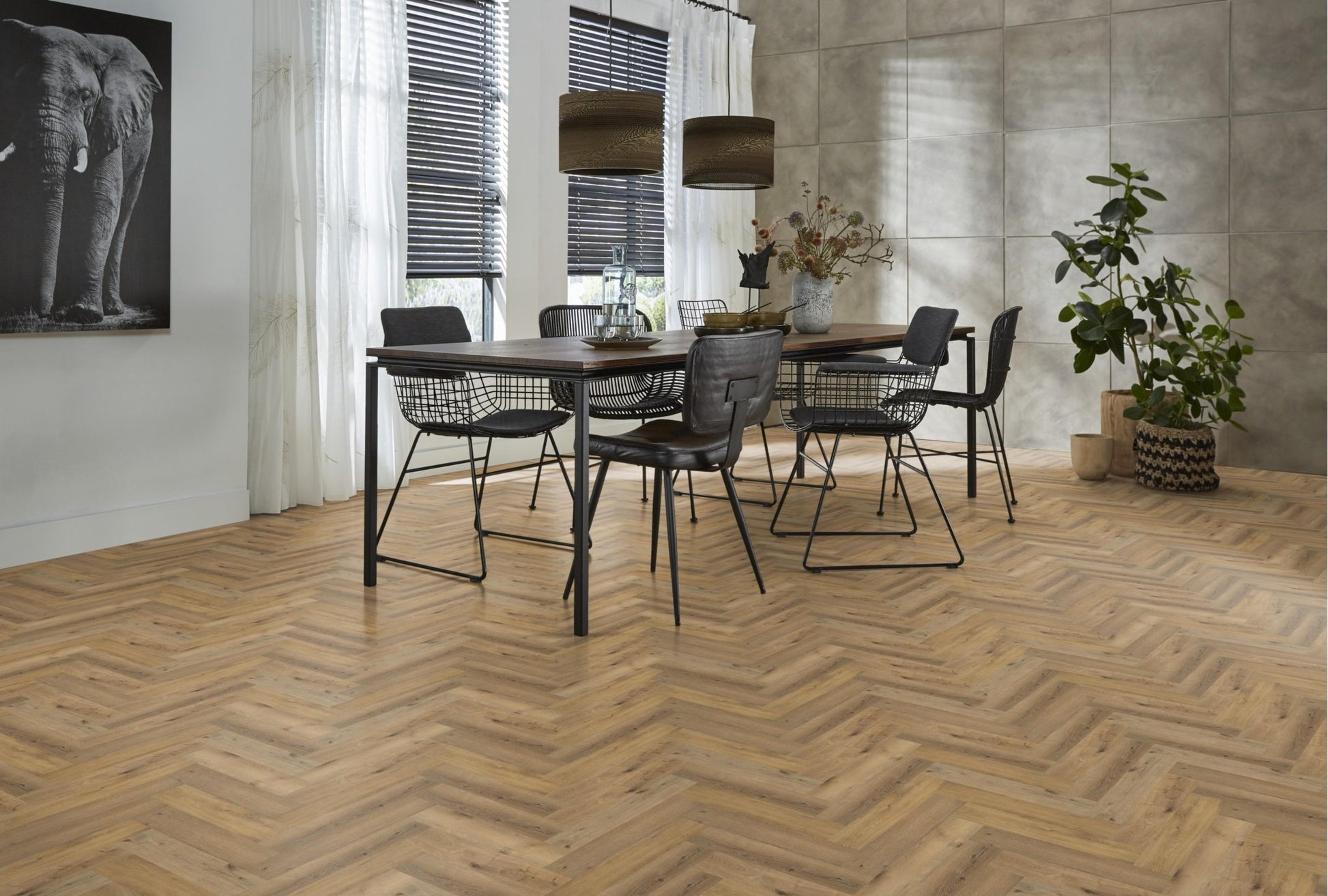 Floorlife Visgraat Click PVC YUP Herringbone Sydney Harbour Dark Oak 2504 SRC - Rustiek eikenlook - Solza.nl