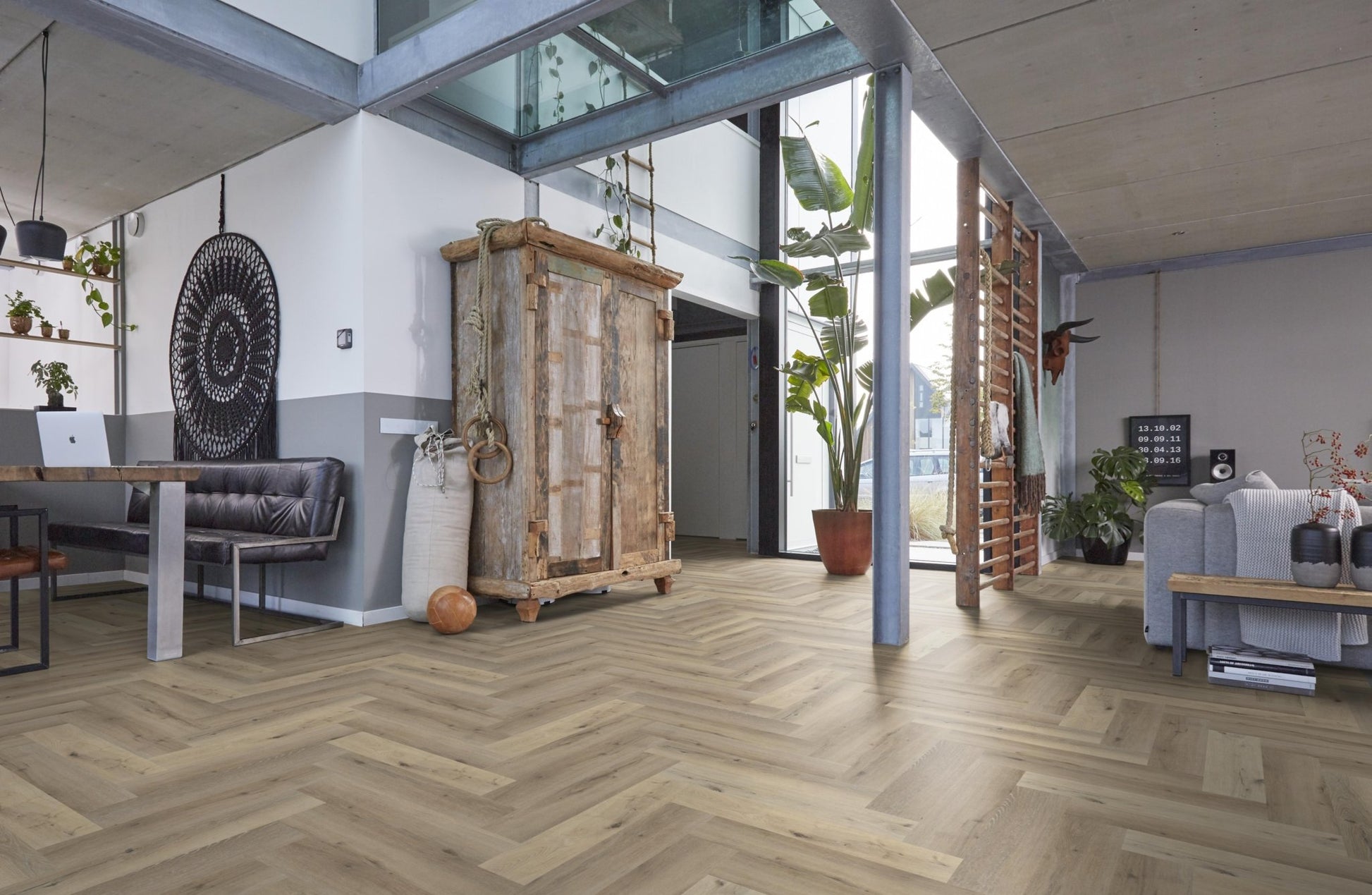 Floorlife Visgraat Click PVC YUP Herringbone Sydney Harbour Light Oak 2511 SRC - Solza.nl