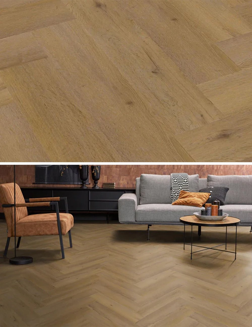 Floorlife Visgraat Click PVC YUP Leyton Herringbone Dark Oak 2823 SRC - Solza.nl