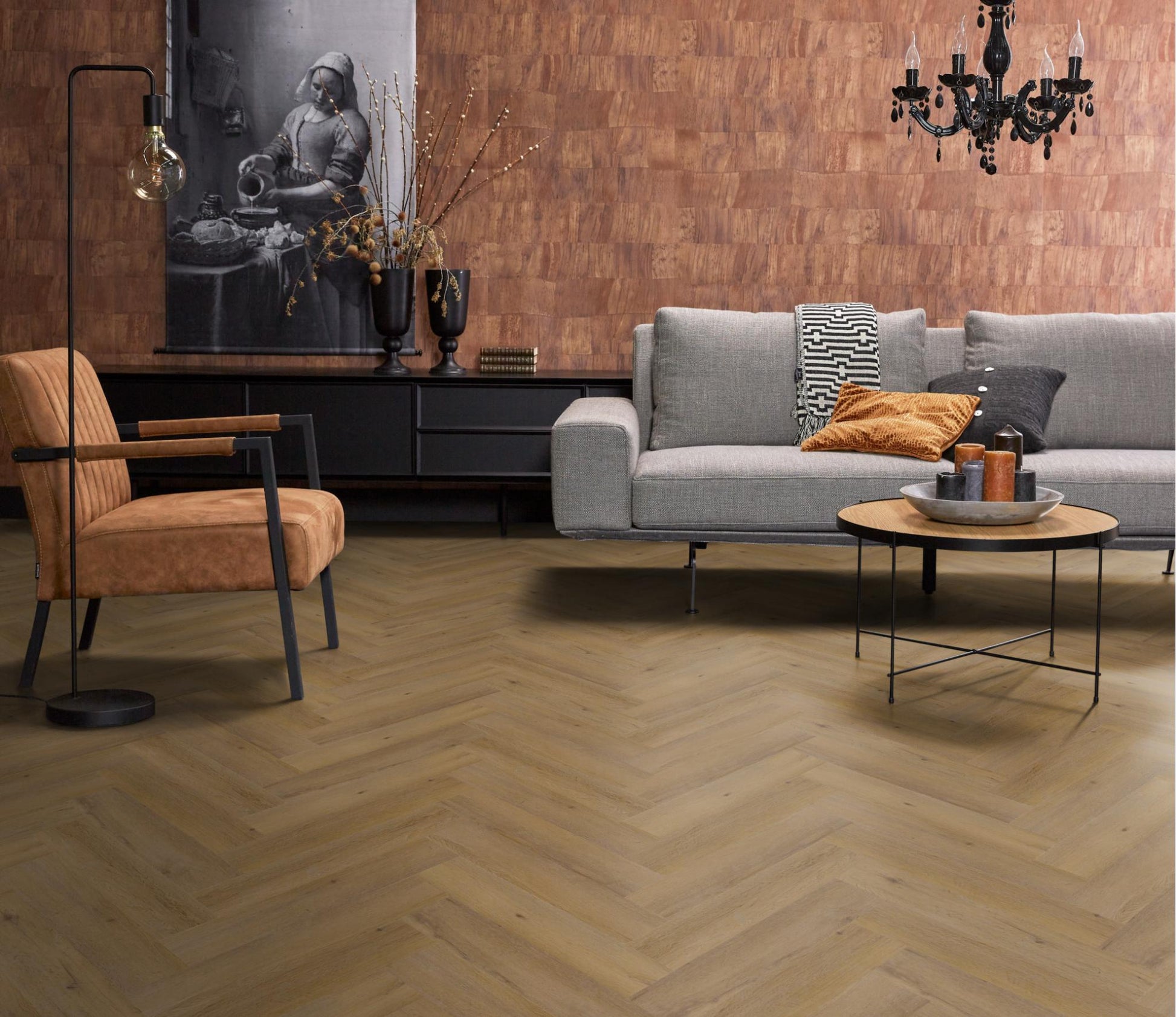 Floorlife Visgraat Click PVC YUP Leyton Herringbone Dark Oak 2823 SRC - Solza.nl