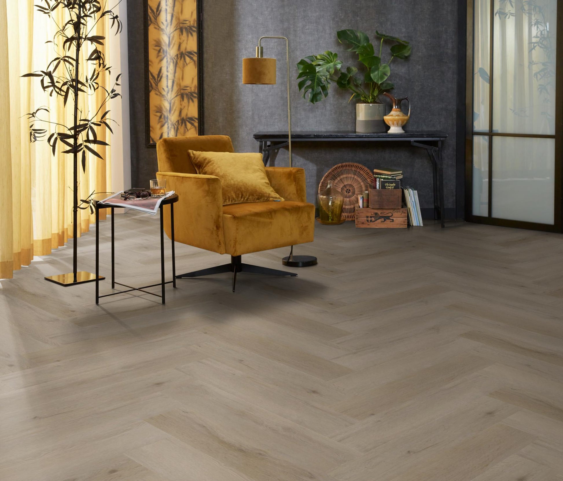 Floorlife Visgraat Click PVC YUP Leyton Herringbone Light Oak 2820 SRC - Solza.nl