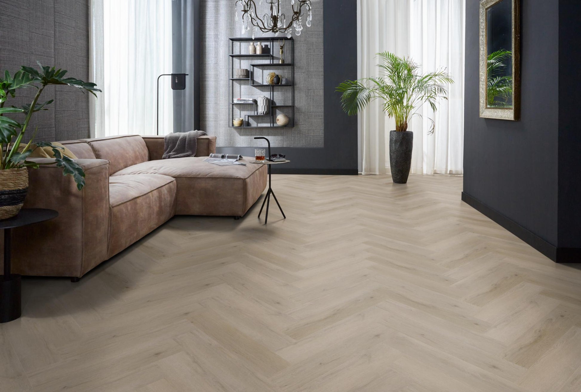 Floorlife Visgraat Click PVC YUP Leyton Herringbone Light Oak 2820 SRC - Solza.nl