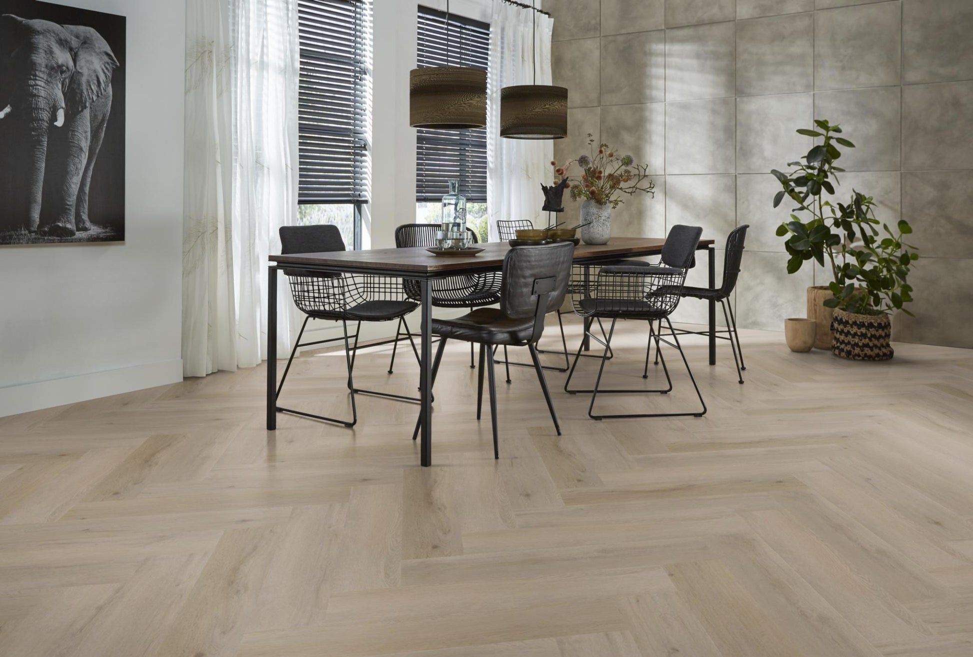 Floorlife Visgraat Click PVC YUP Leyton Herringbone Light Oak 2820 SRC - Solza.nl