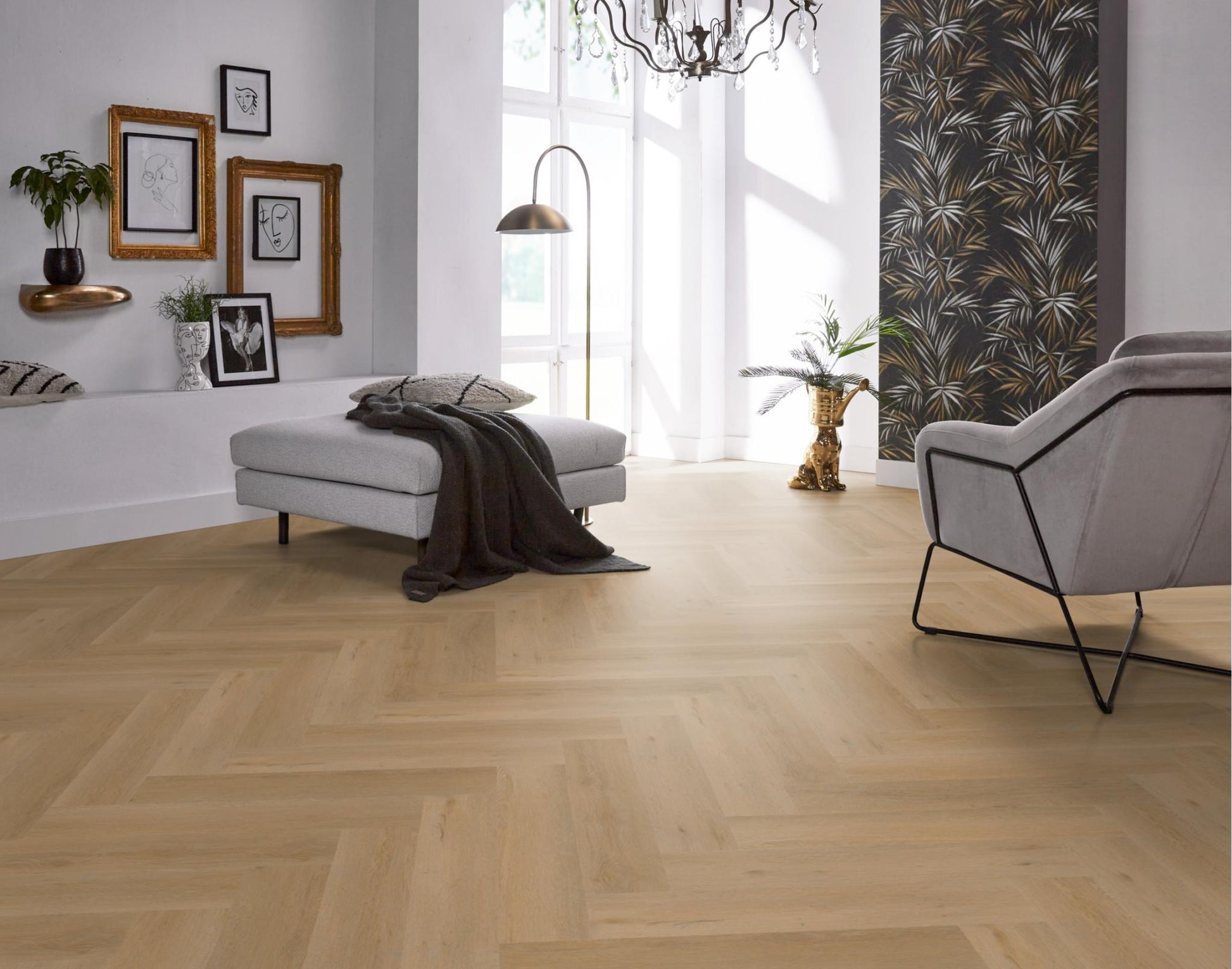 Floorlife Visgraat Click PVC YUP Leyton Herringbone Warm Oak 2825 SRC - Solza.nl