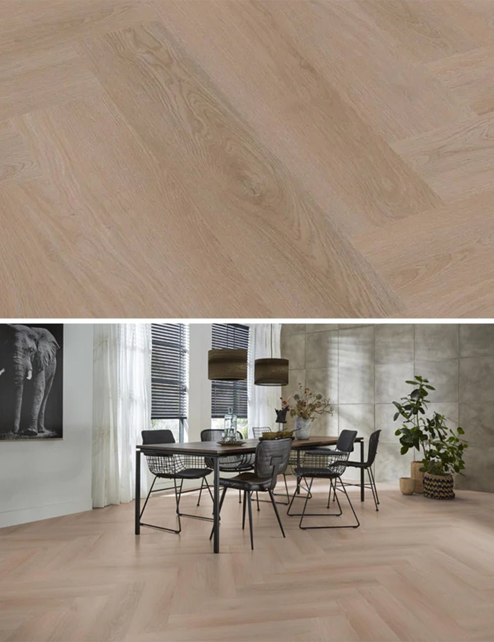 Floorlife Visgraat Click PVC YUP Merton Herringbone Dark Oak 7611 - Solza.nl