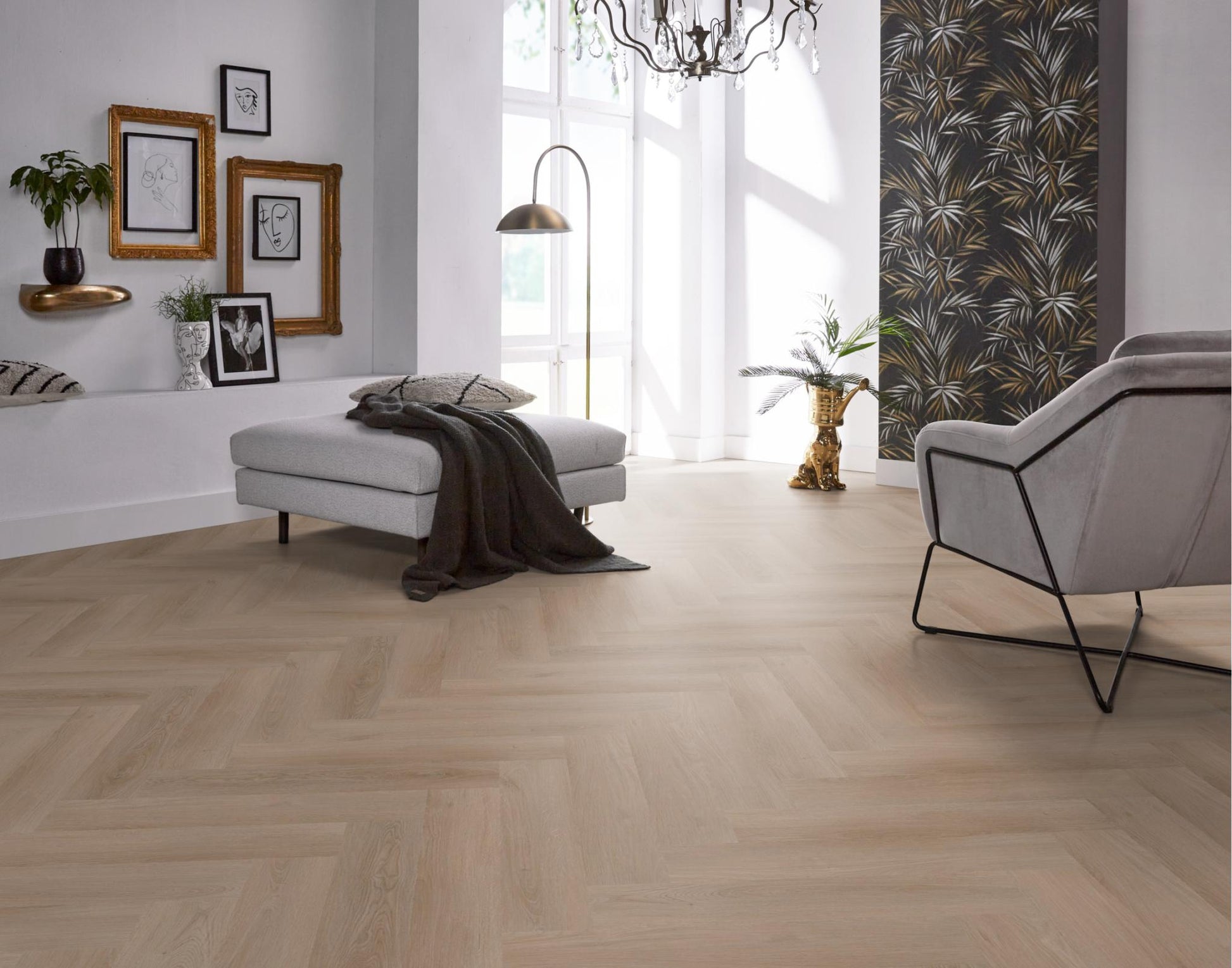 Floorlife Visgraat Click PVC YUP Merton Herringbone Dark Oak 7611 - Solza.nl
