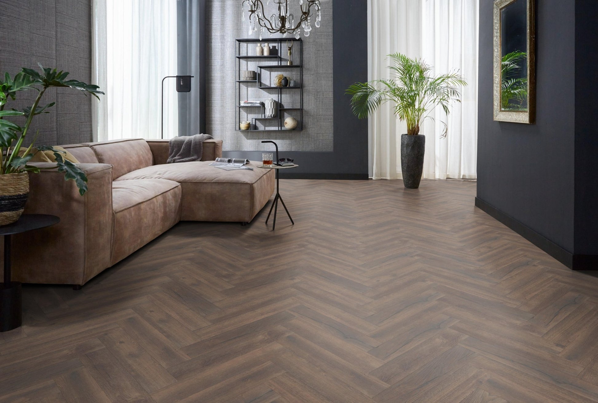 Floorlife Visgraat Laminaat Houtlook Bayside Eiken donker gerookt 3424 - Solza.nl