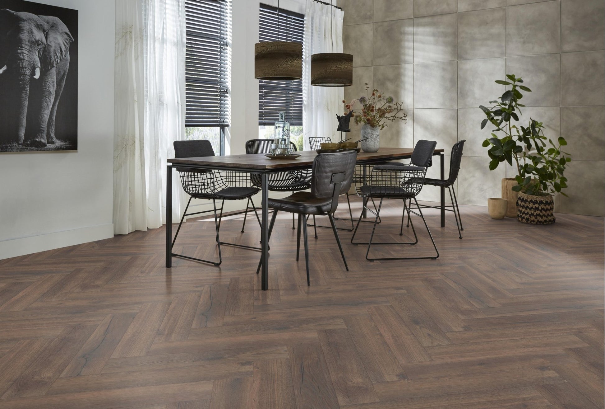 Floorlife Visgraat Laminaat Houtlook Bayside Eiken donker gerookt 3424 - Solza.nl