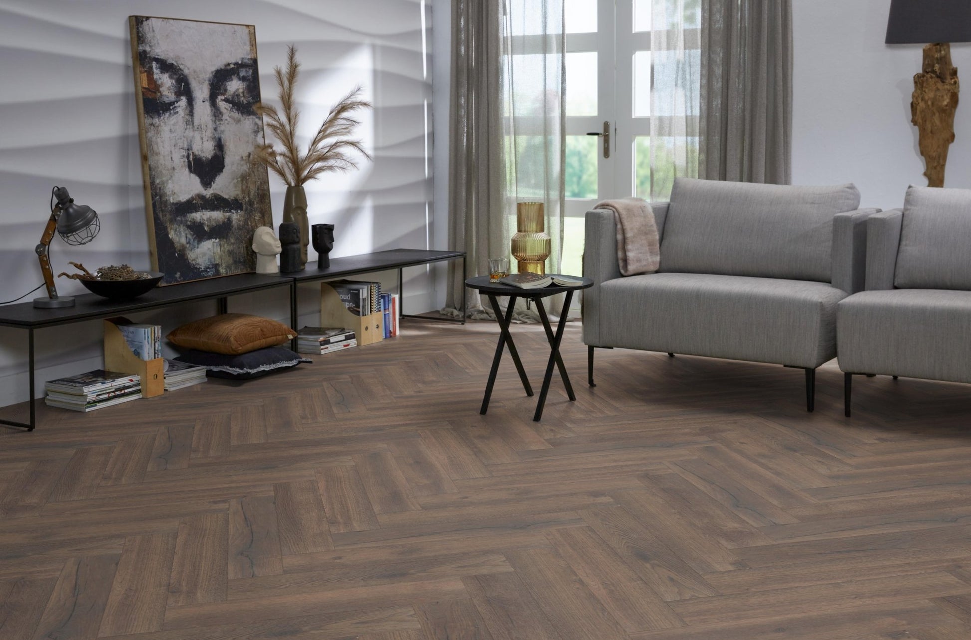 Floorlife Visgraat Laminaat Houtlook Bayside Eiken donker gerookt 3424 - Solza.nl